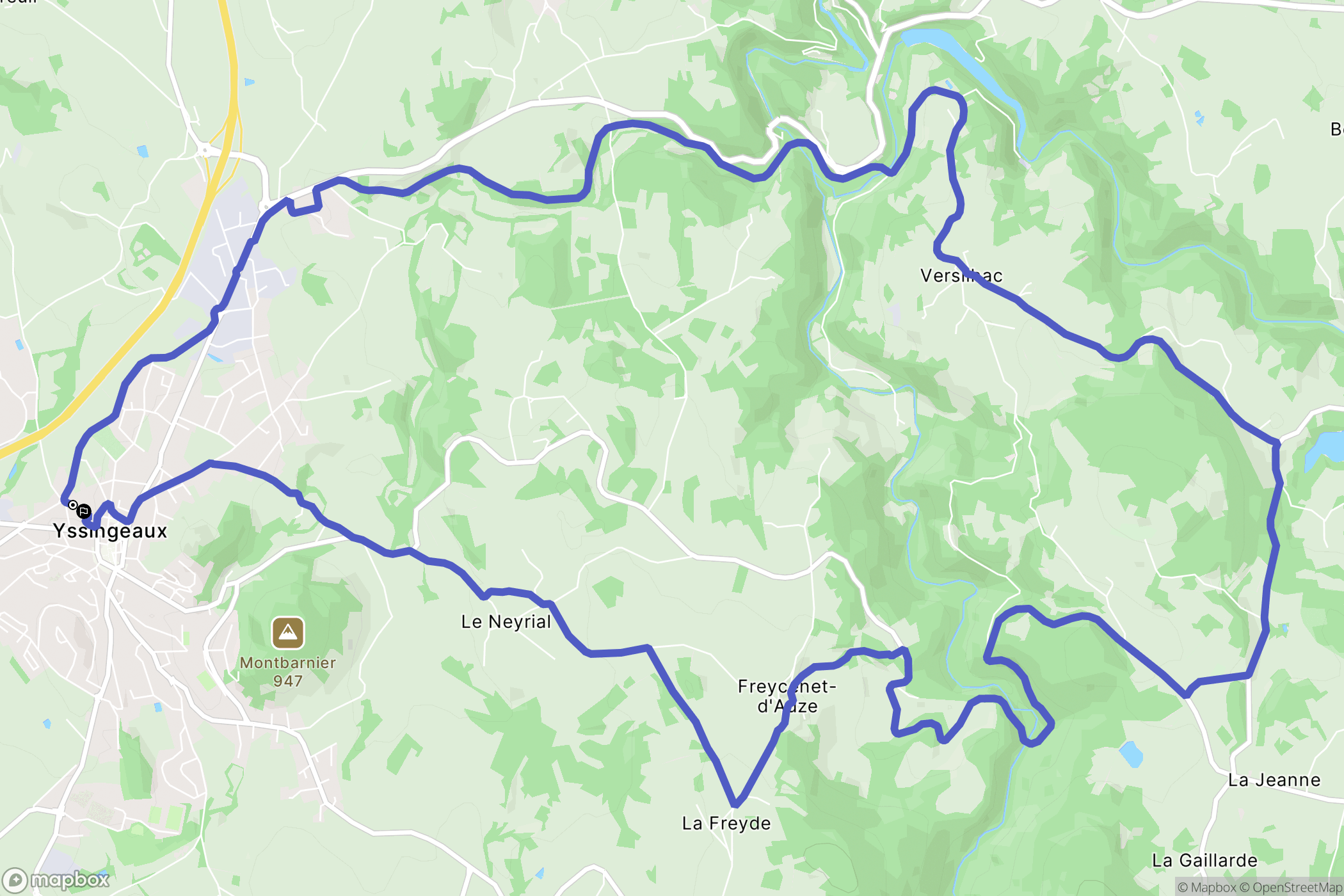 Yssingeaux : carte du parcours de randonnée - France