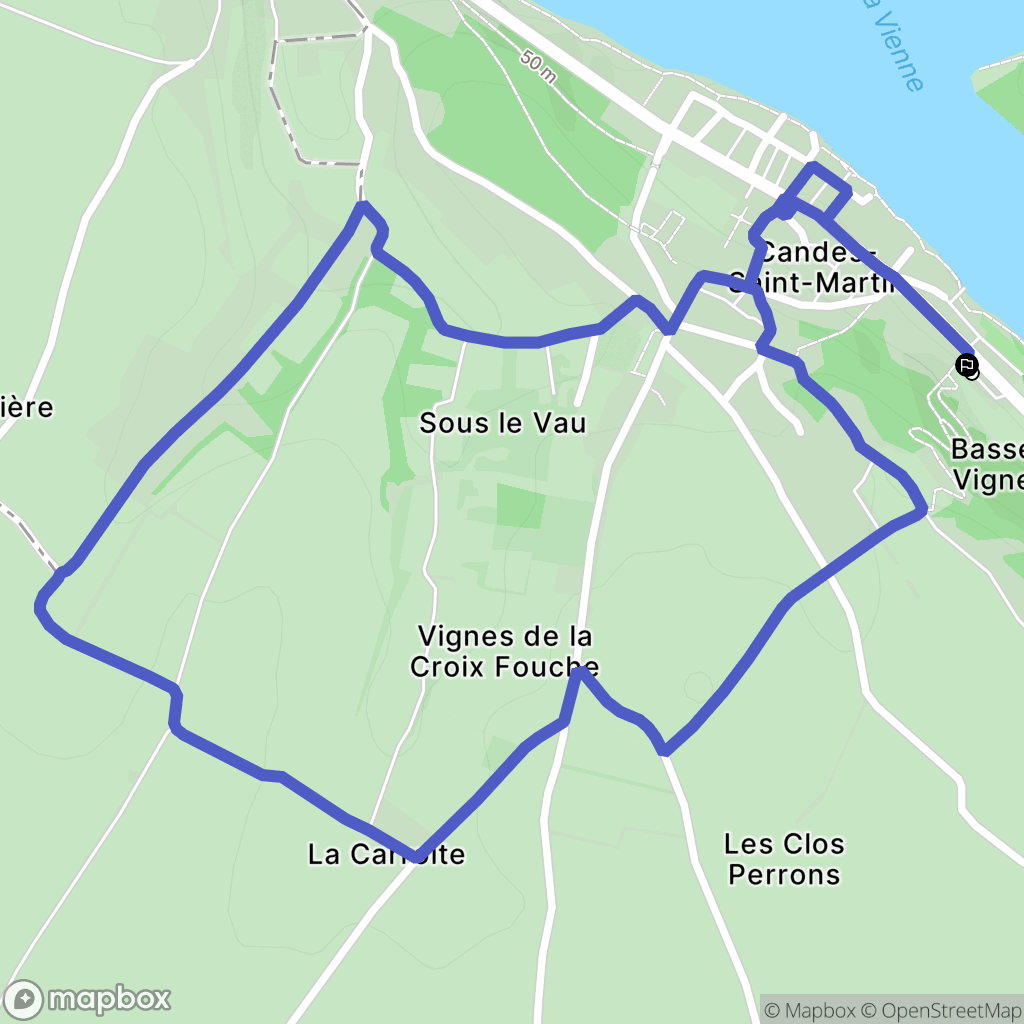 Candes-Saint-Martin : carte du parcours de randonnée - France