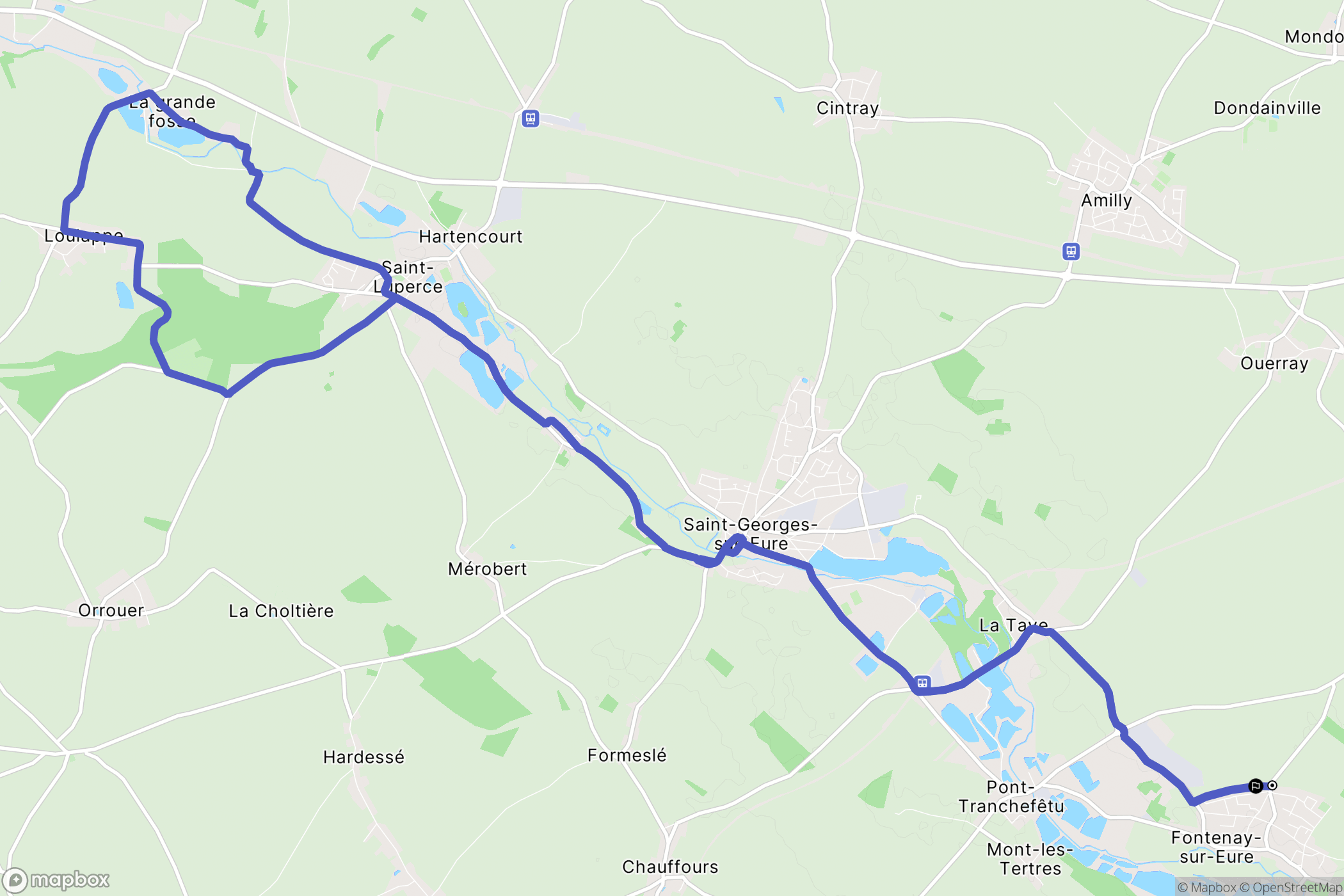 Fontenay-sur-Eure : carte du parcours de randonnée - France