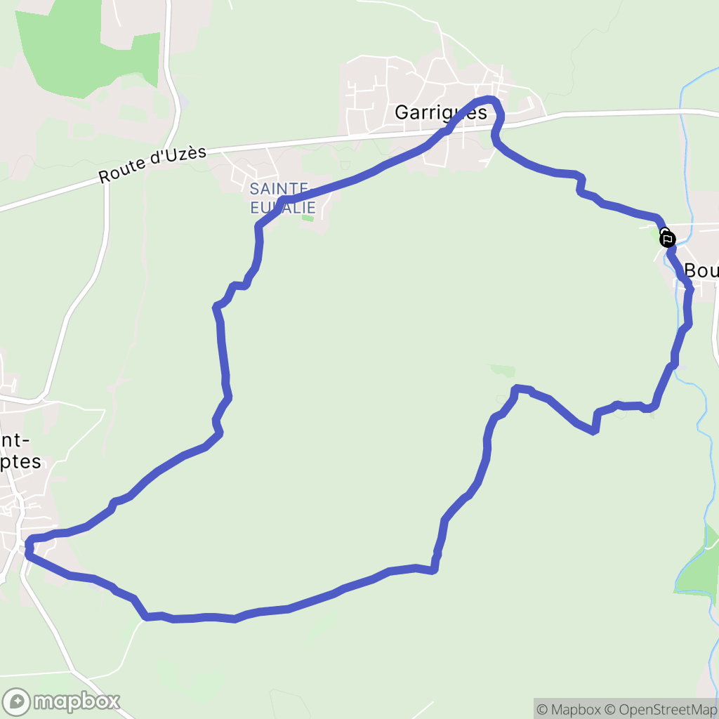 Bourdic : carte du parcours de randonnée - France