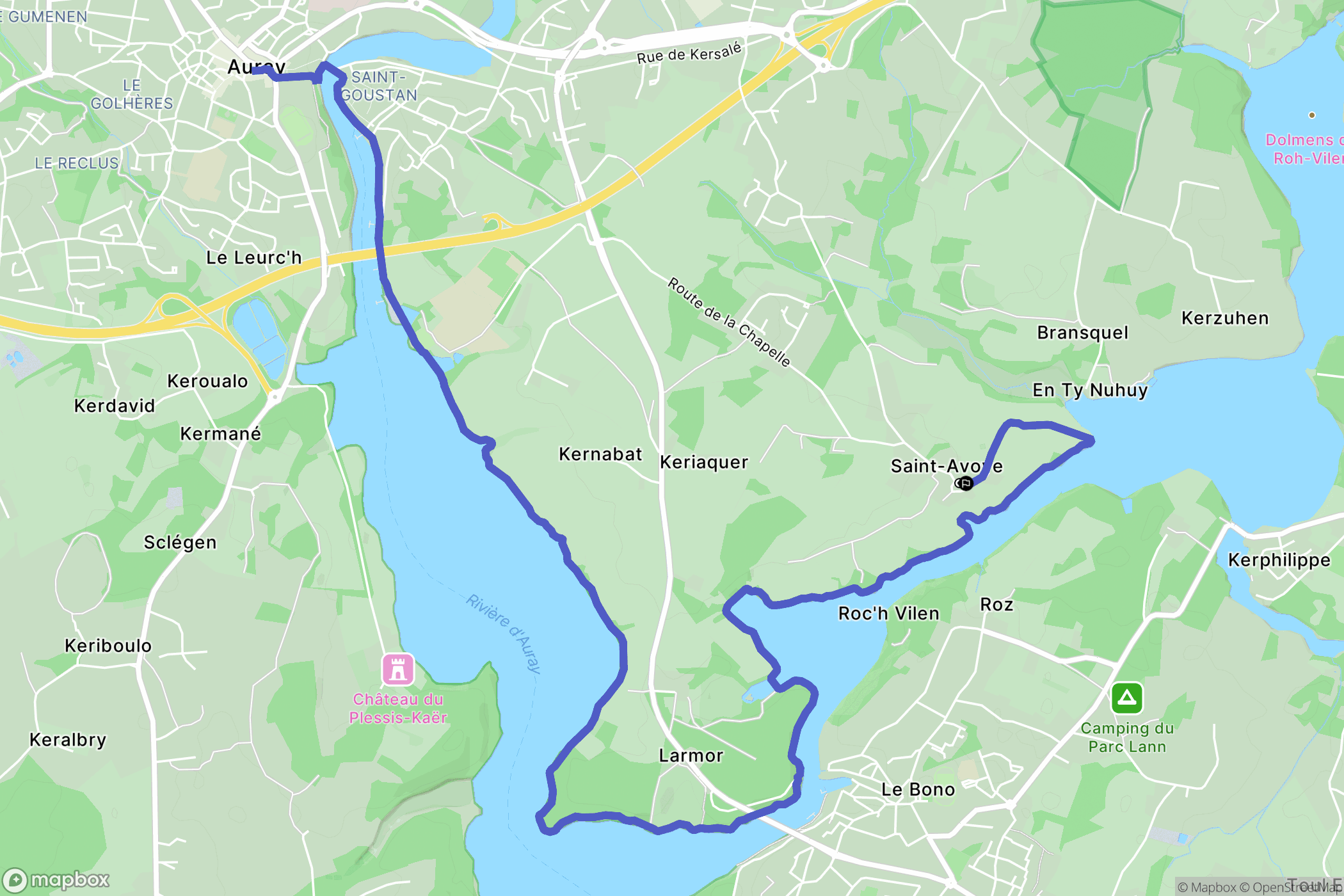 Pluneret : carte du parcours de randonnée - France