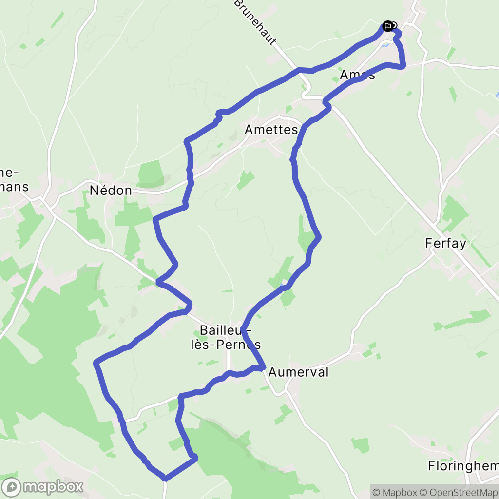 Ames : carte du parcours de randonnée - France