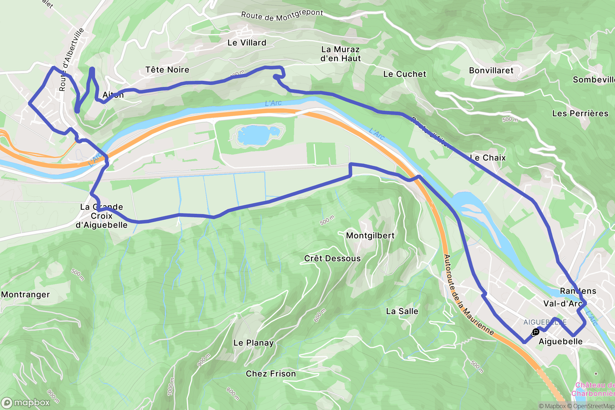 Val-d'Arc : carte du parcours de randonnée - France