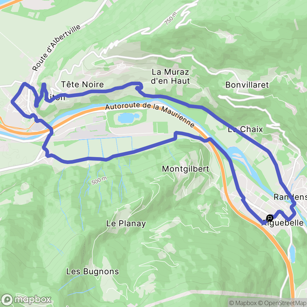 Val-d'Arc : carte du parcours de randonnée - France
