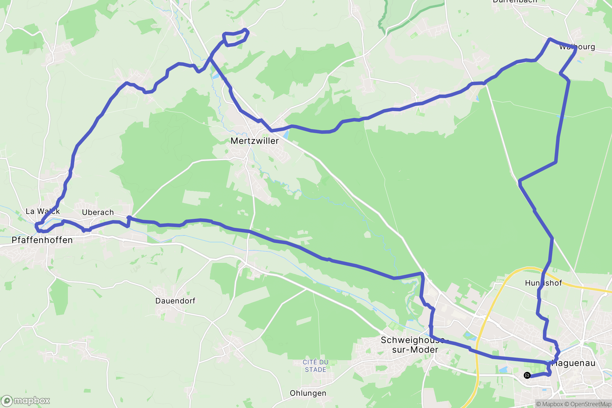 Haguenau : carte du parcours de randonnée - France