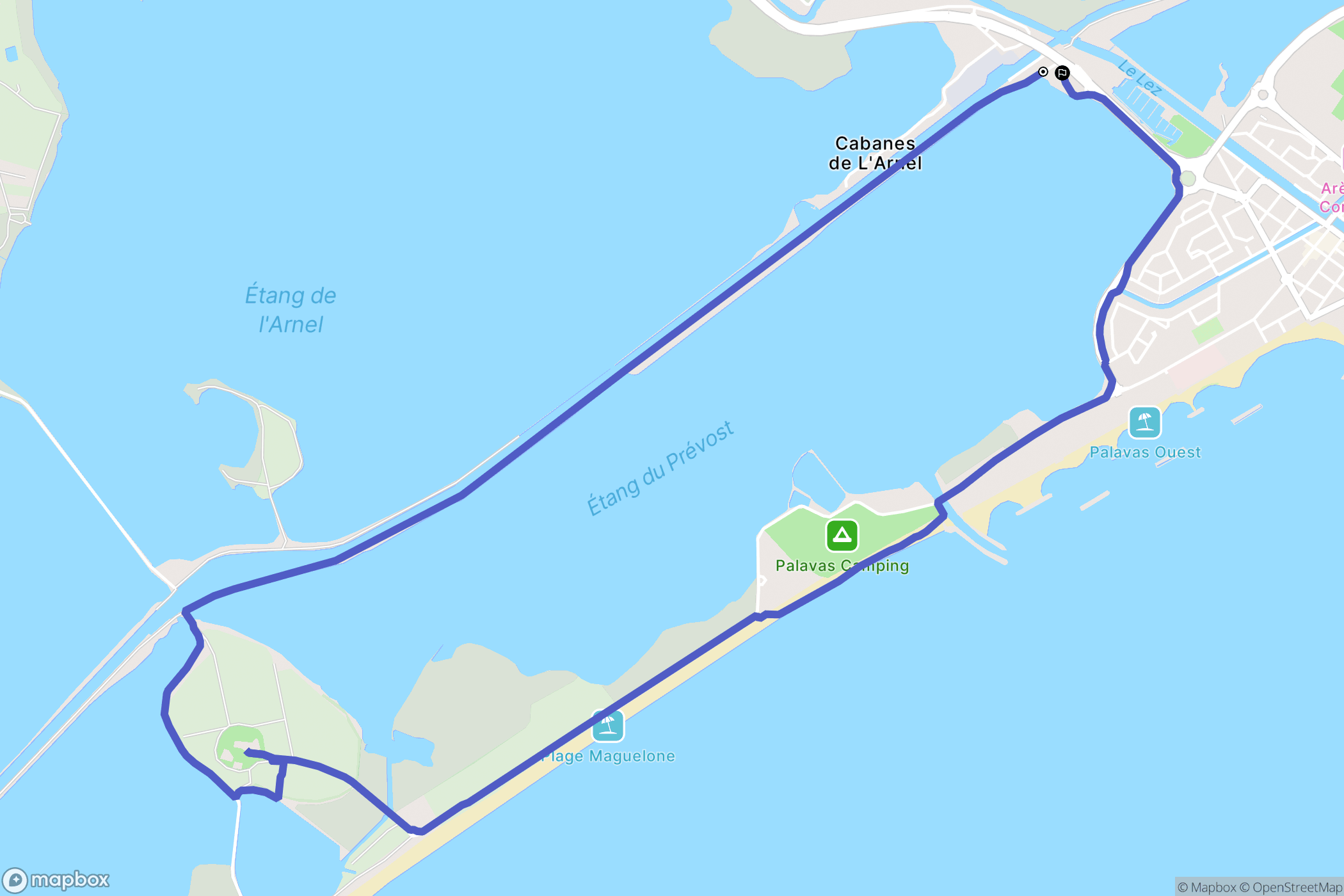 Palavas-les-Flots : carte du parcours de randonnée - France