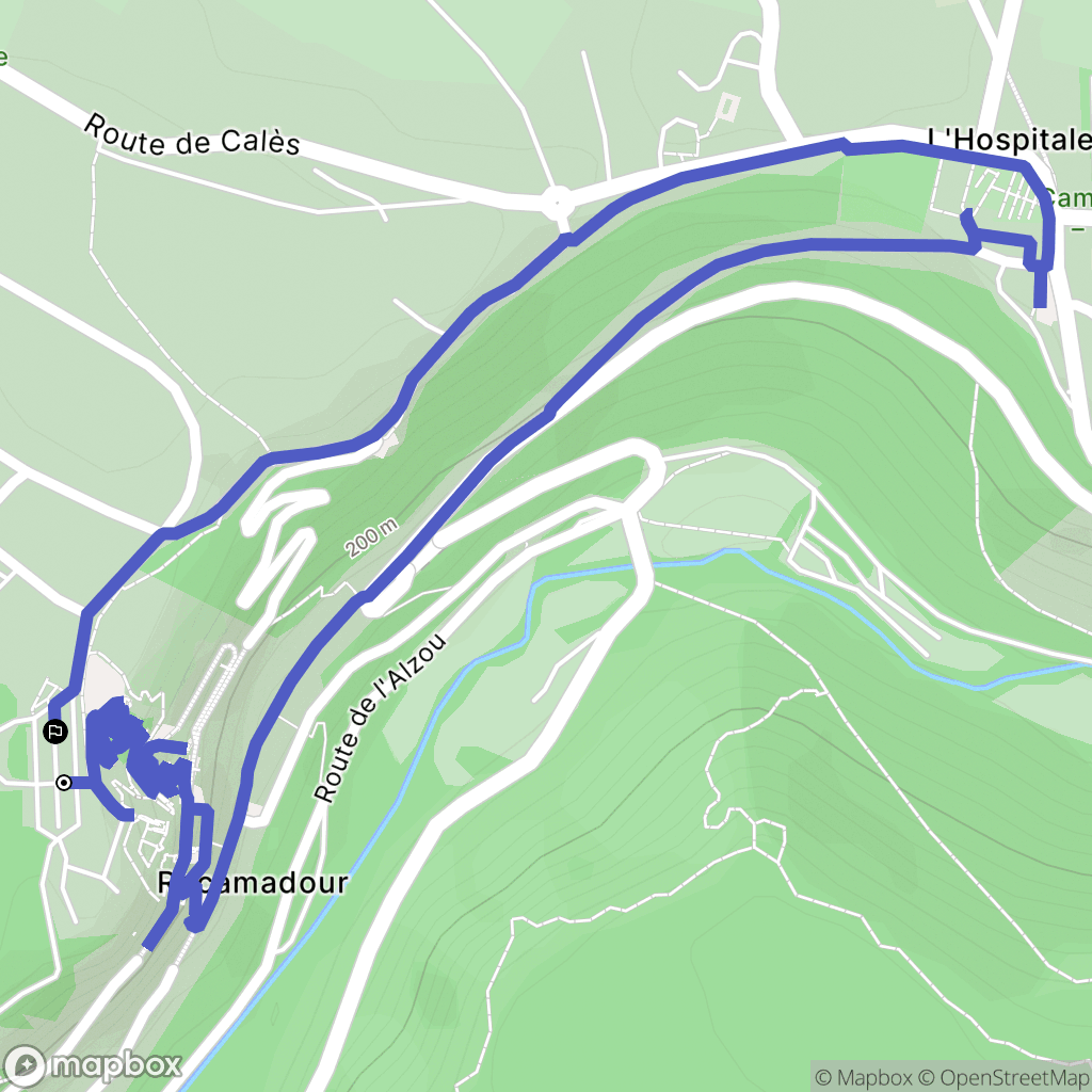 Rocamadour : carte du parcours de randonnée - France