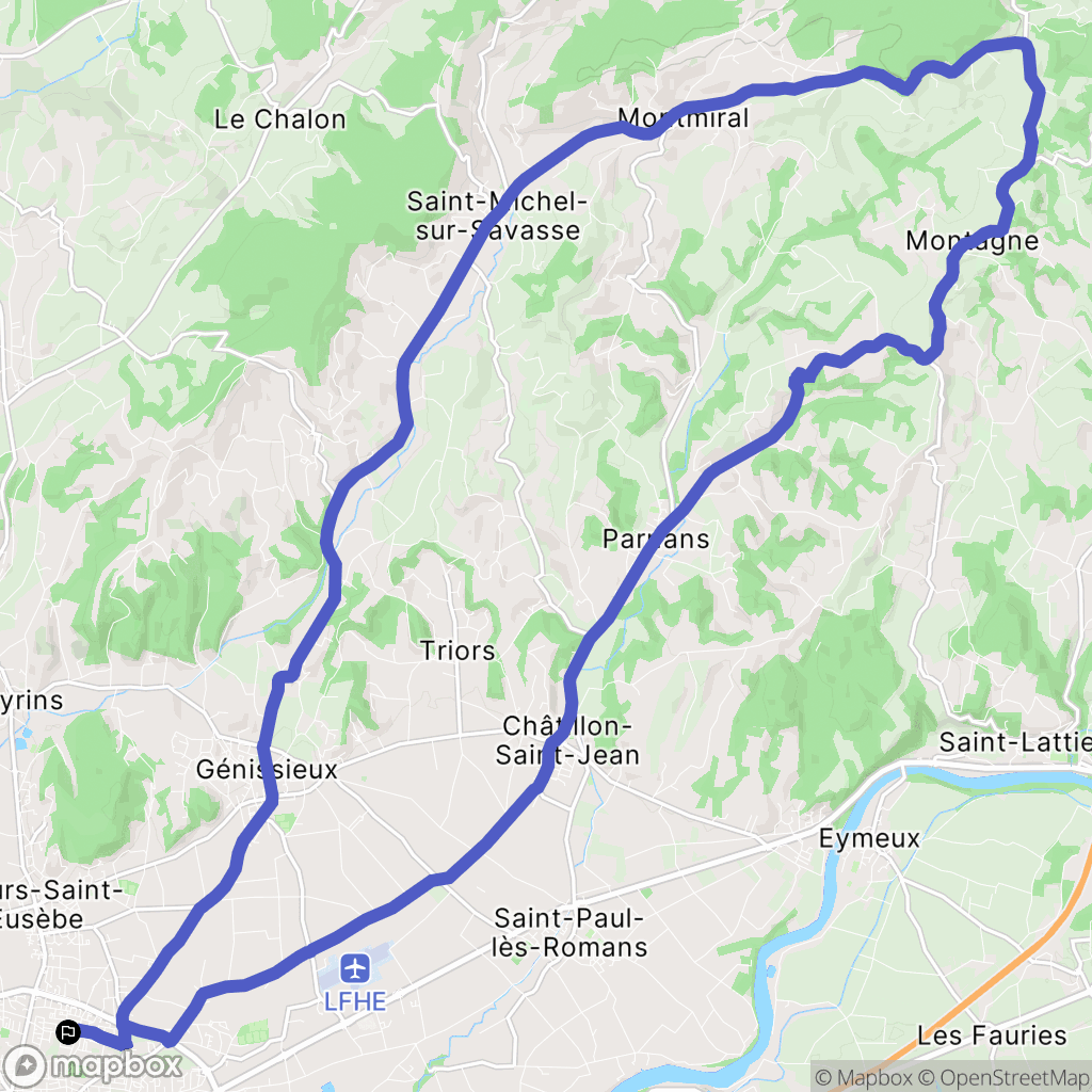 Romans-sur-Isère : carte du parcours de randonnée - France
