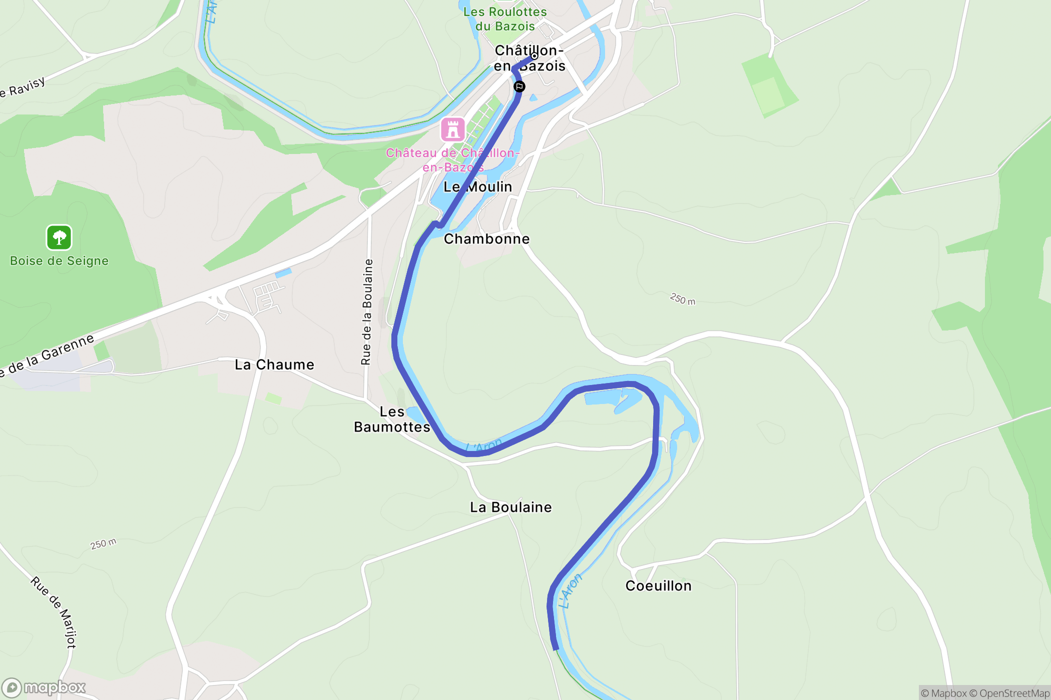 Châtillon-en-Bazois : carte du parcours de randonnée - France
