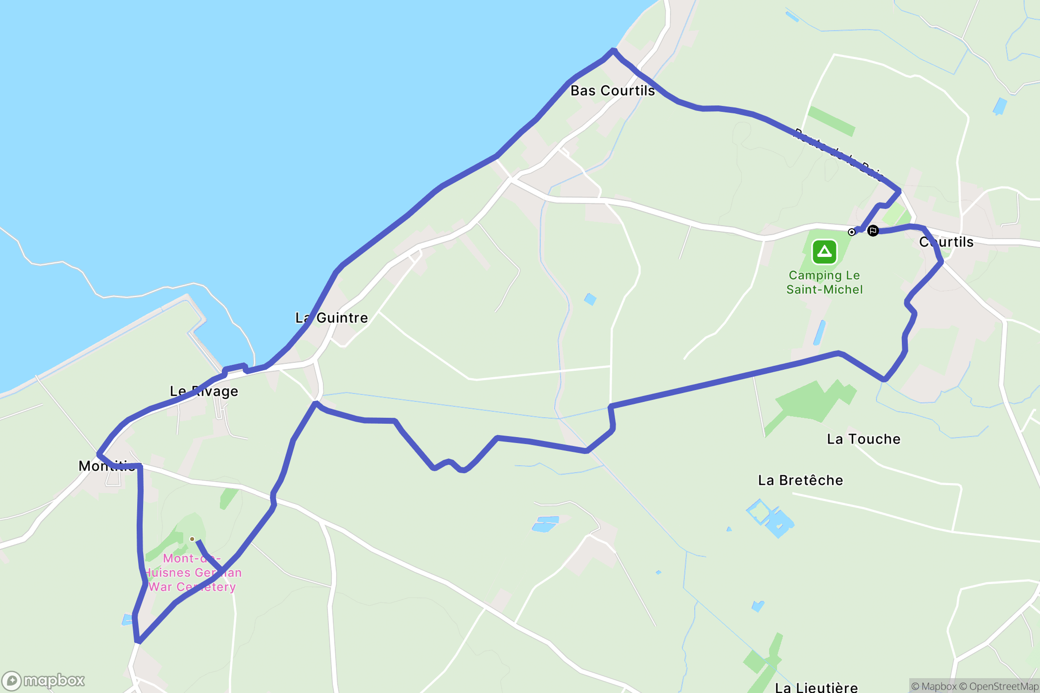 Courtils : carte du parcours de randonnée - France