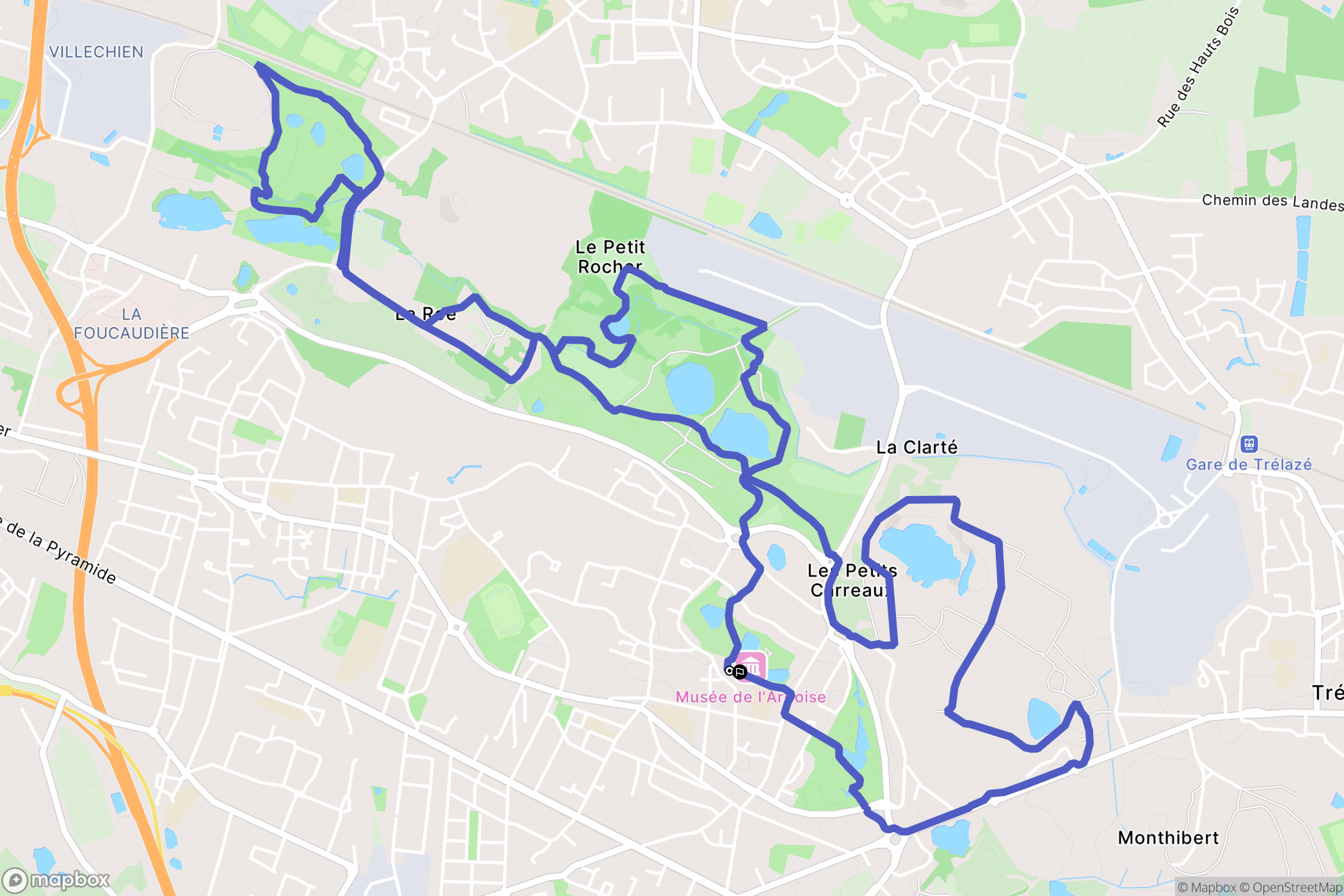 Trélazé : carte du parcours de randonnée - France