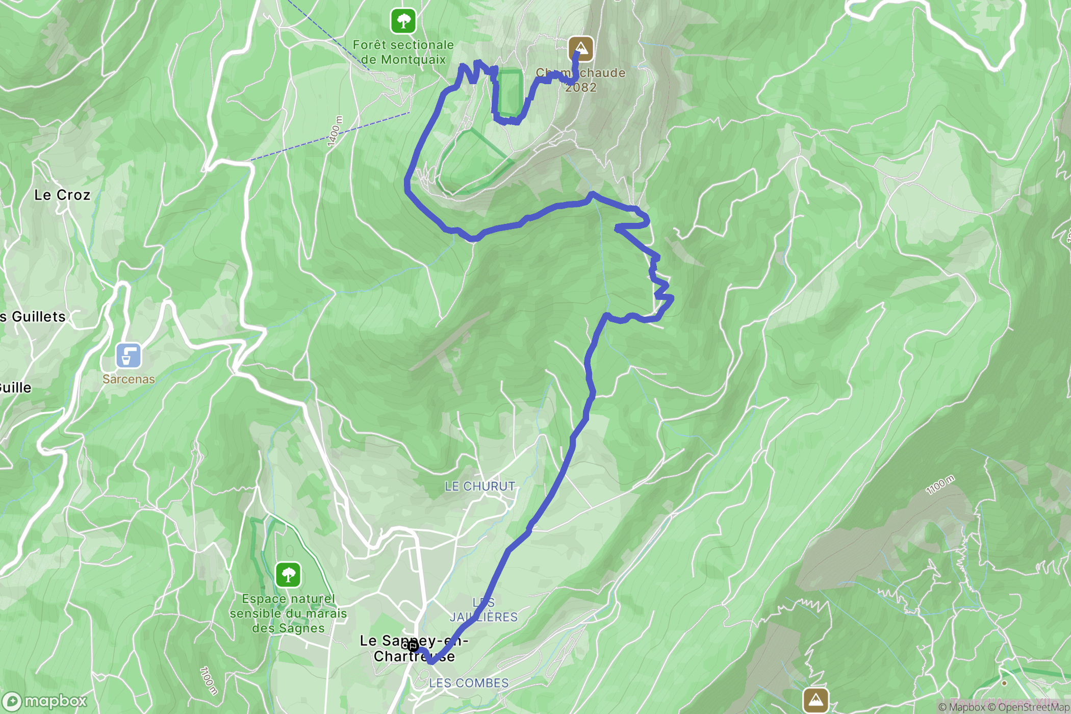 Le Sappey-en-Chartreuse : carte du parcours de randonnée - France
