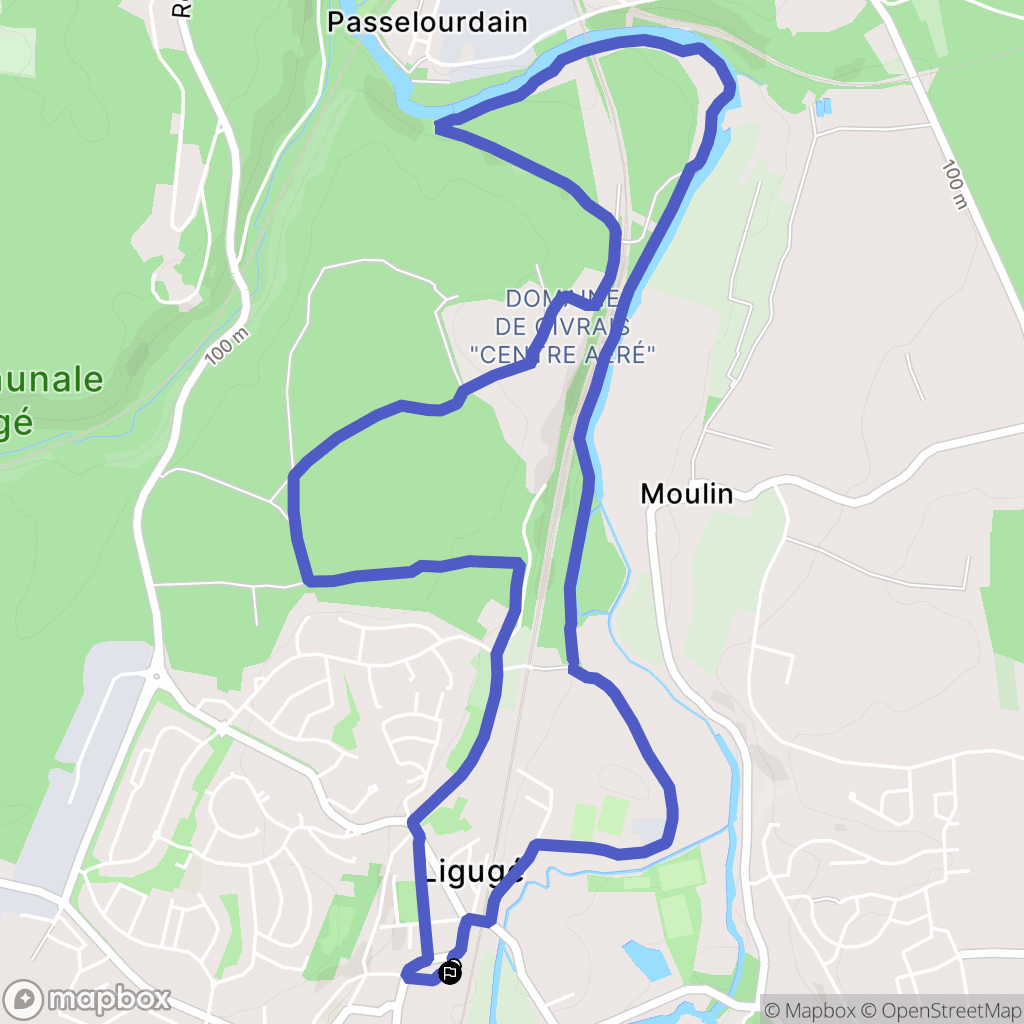 Ligugé : carte du parcours de randonnée - France