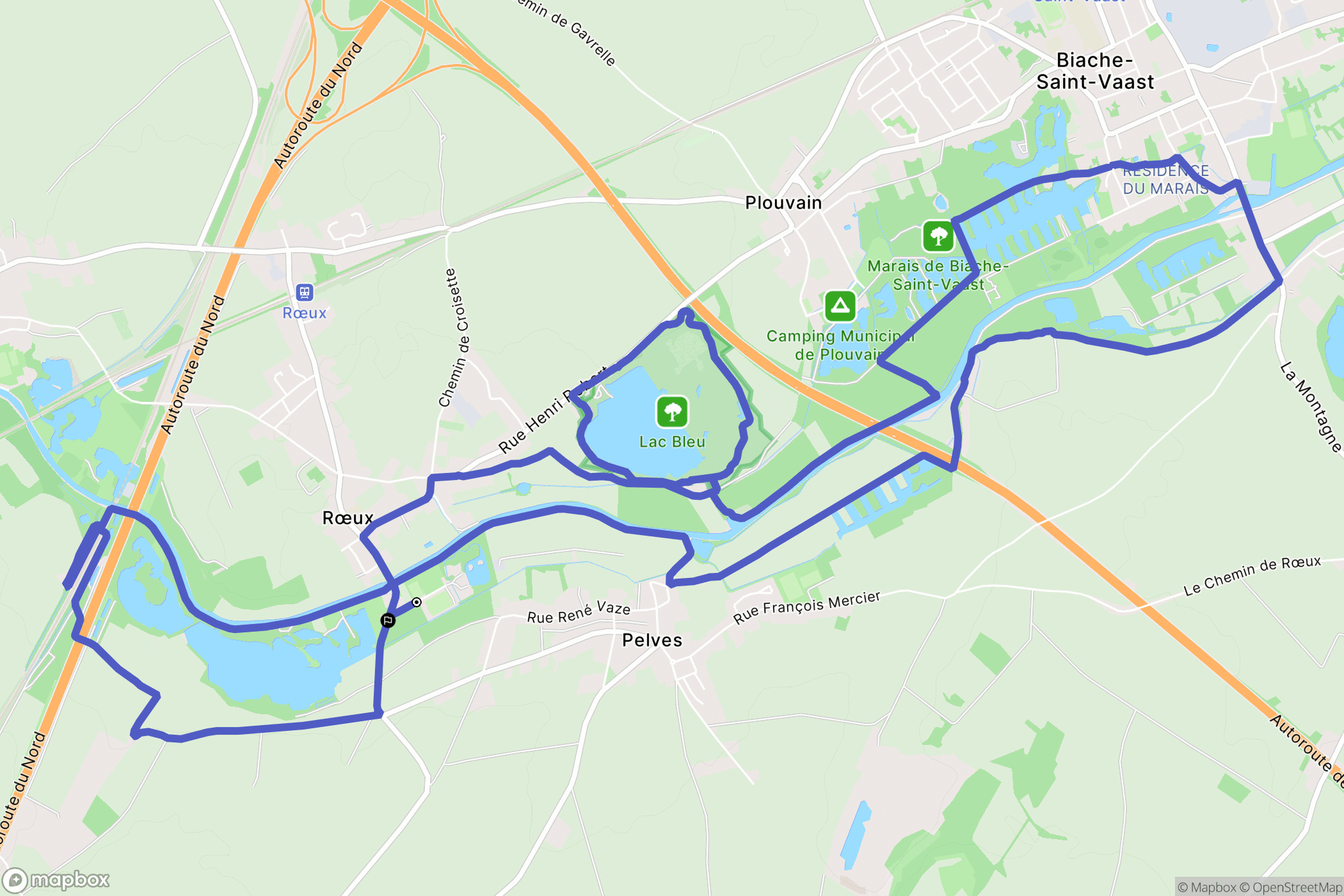 Rœux : carte du parcours de randonnée - France