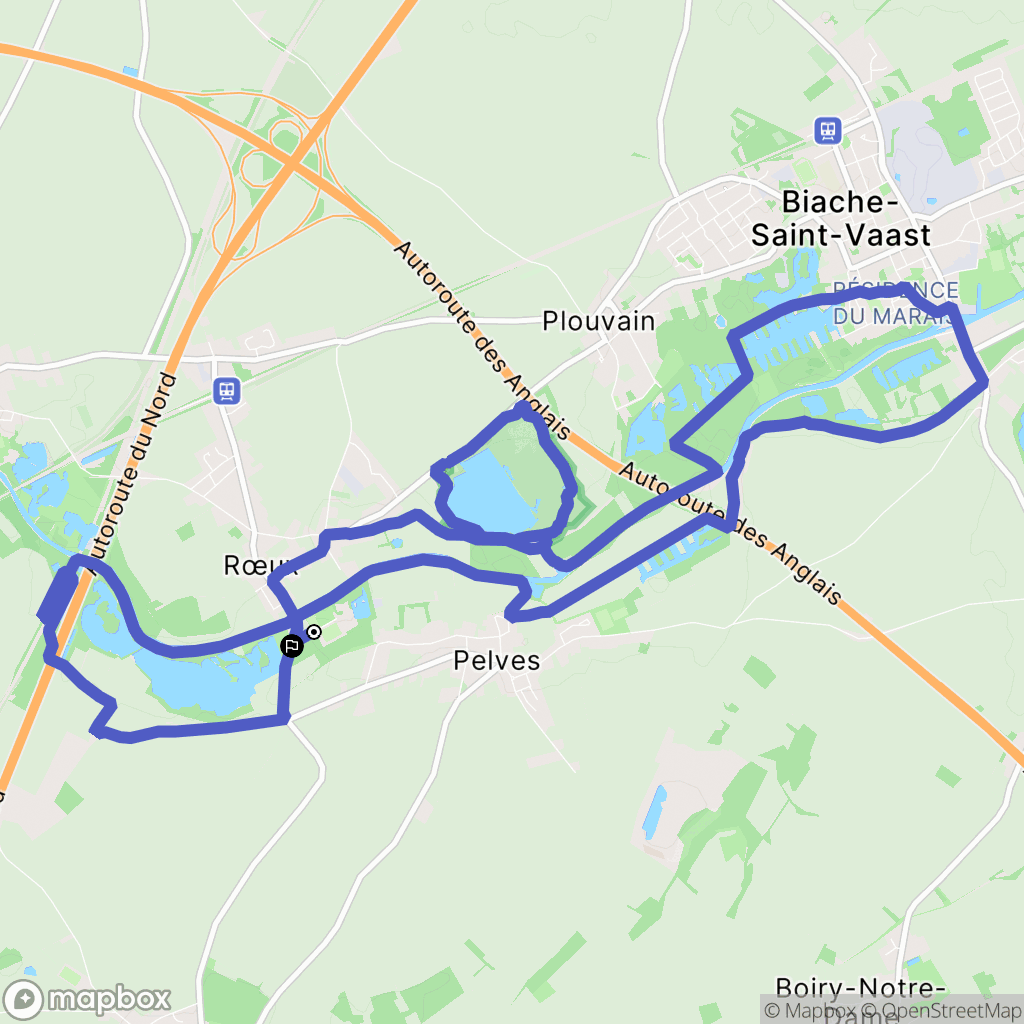 Rœux : carte du parcours de randonnée - France