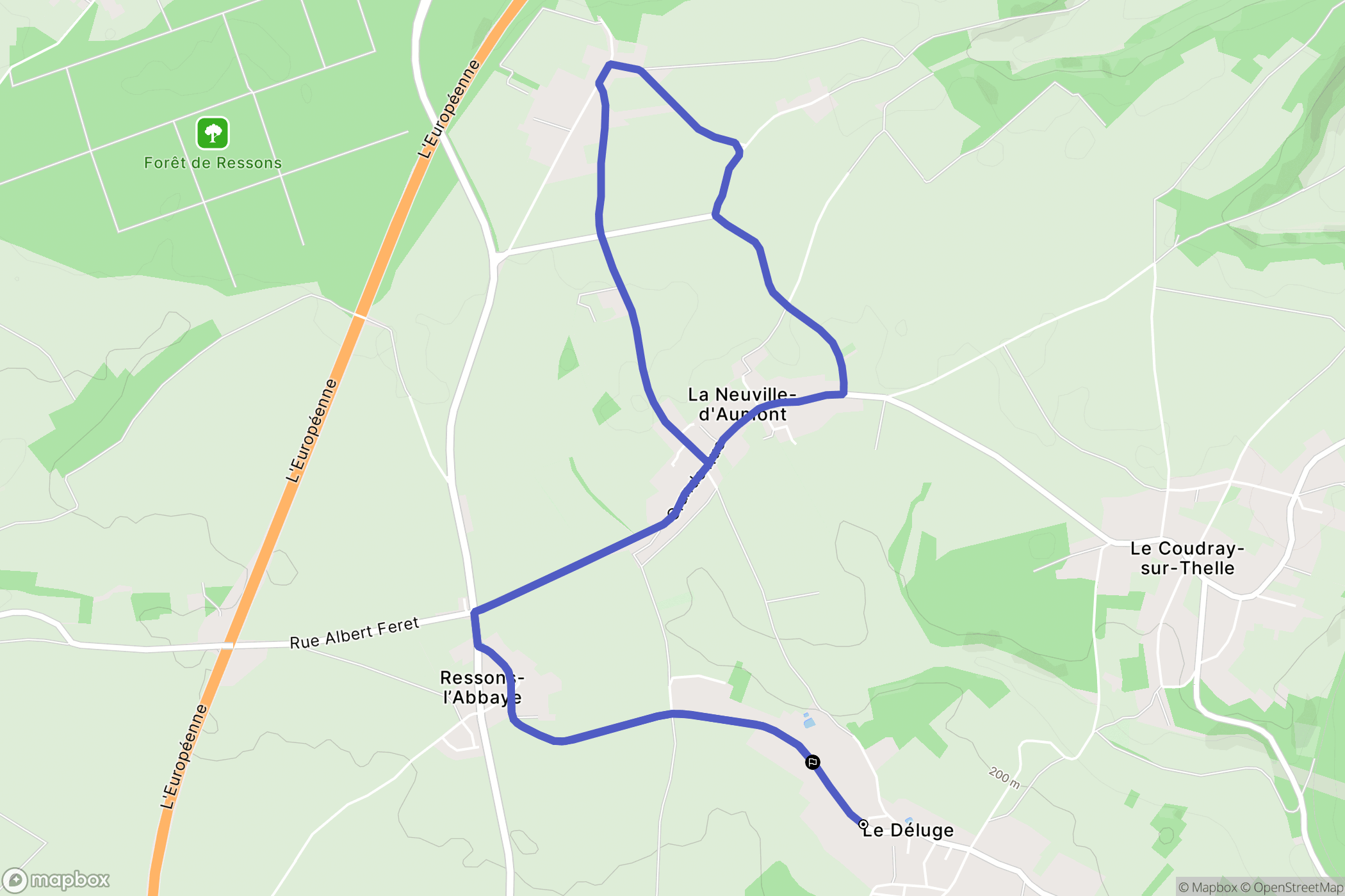 La Drenne : carte du parcours de randonnée - France