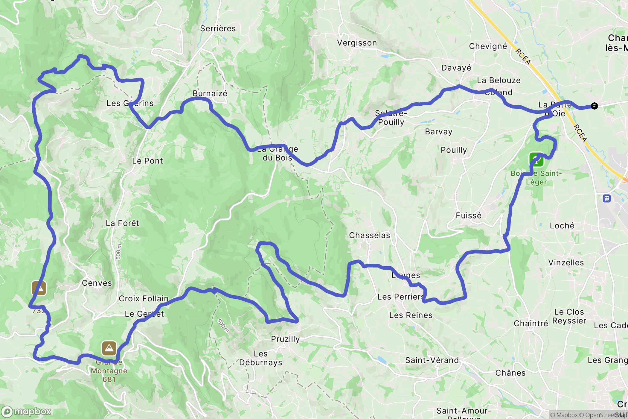 Charnay-lès-Mâcon : carte du parcours de randonnée - France