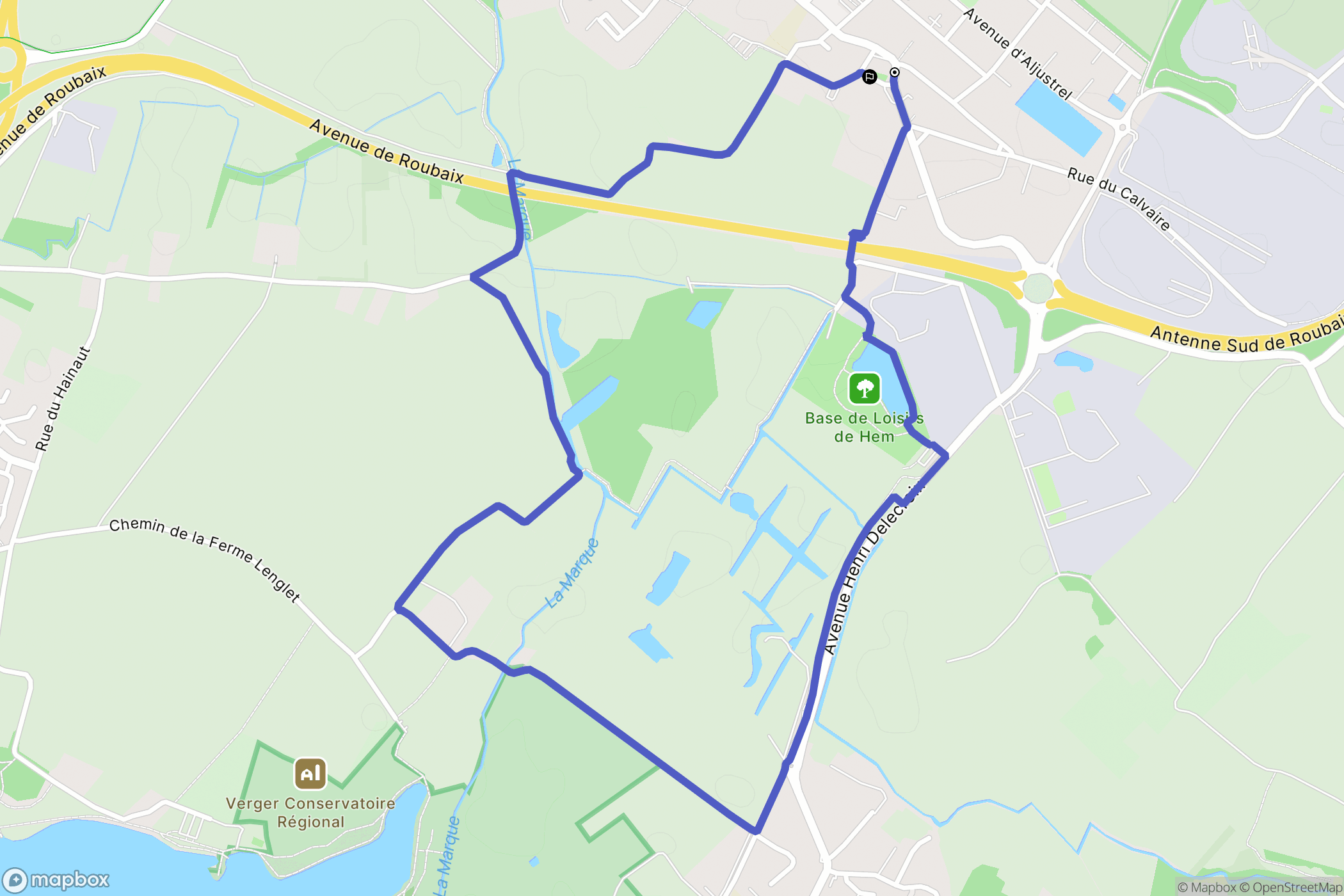 Hem : carte du parcours de randonnée - France