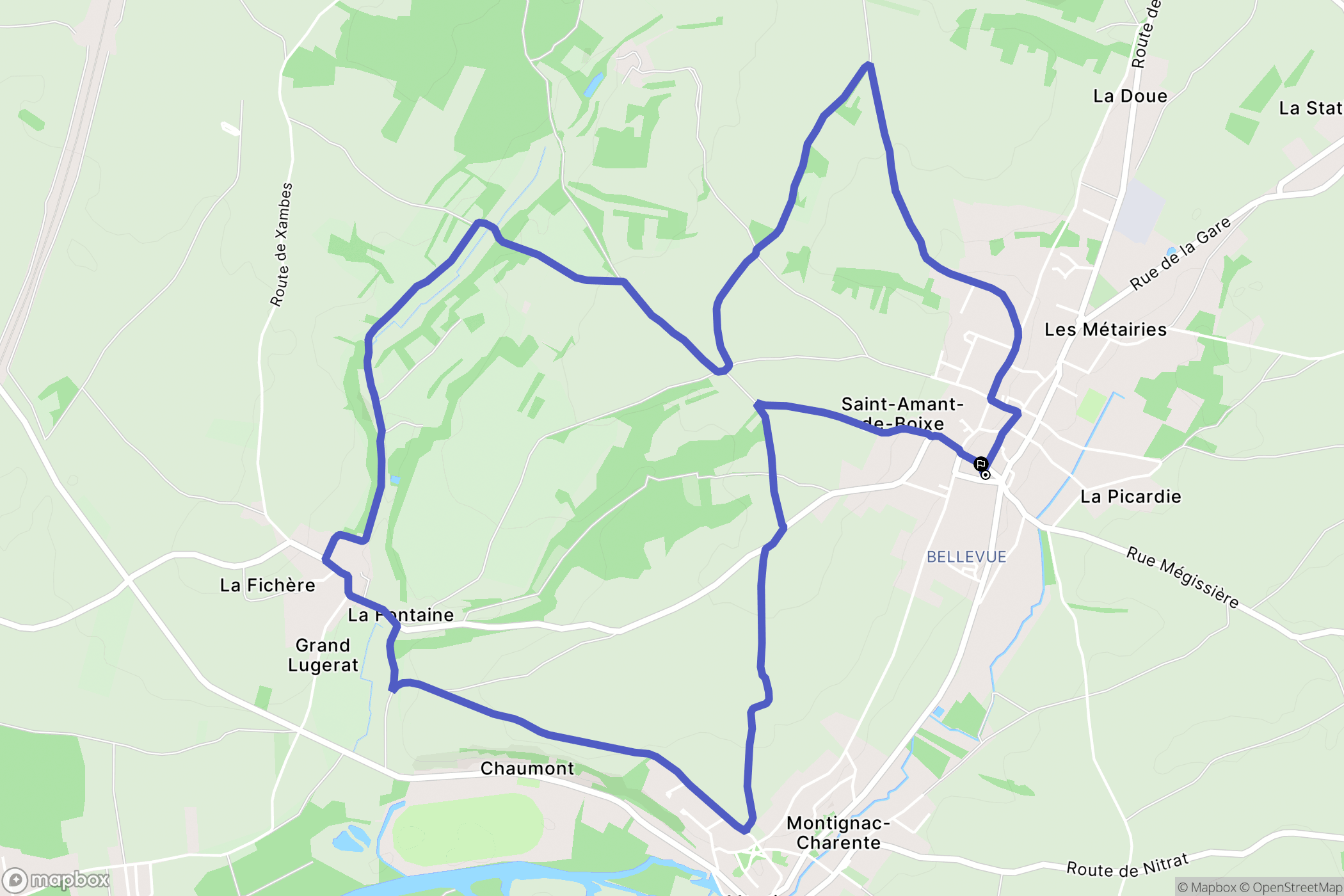 Saint-Amant-de-Boixe : carte du parcours de randonnée - France