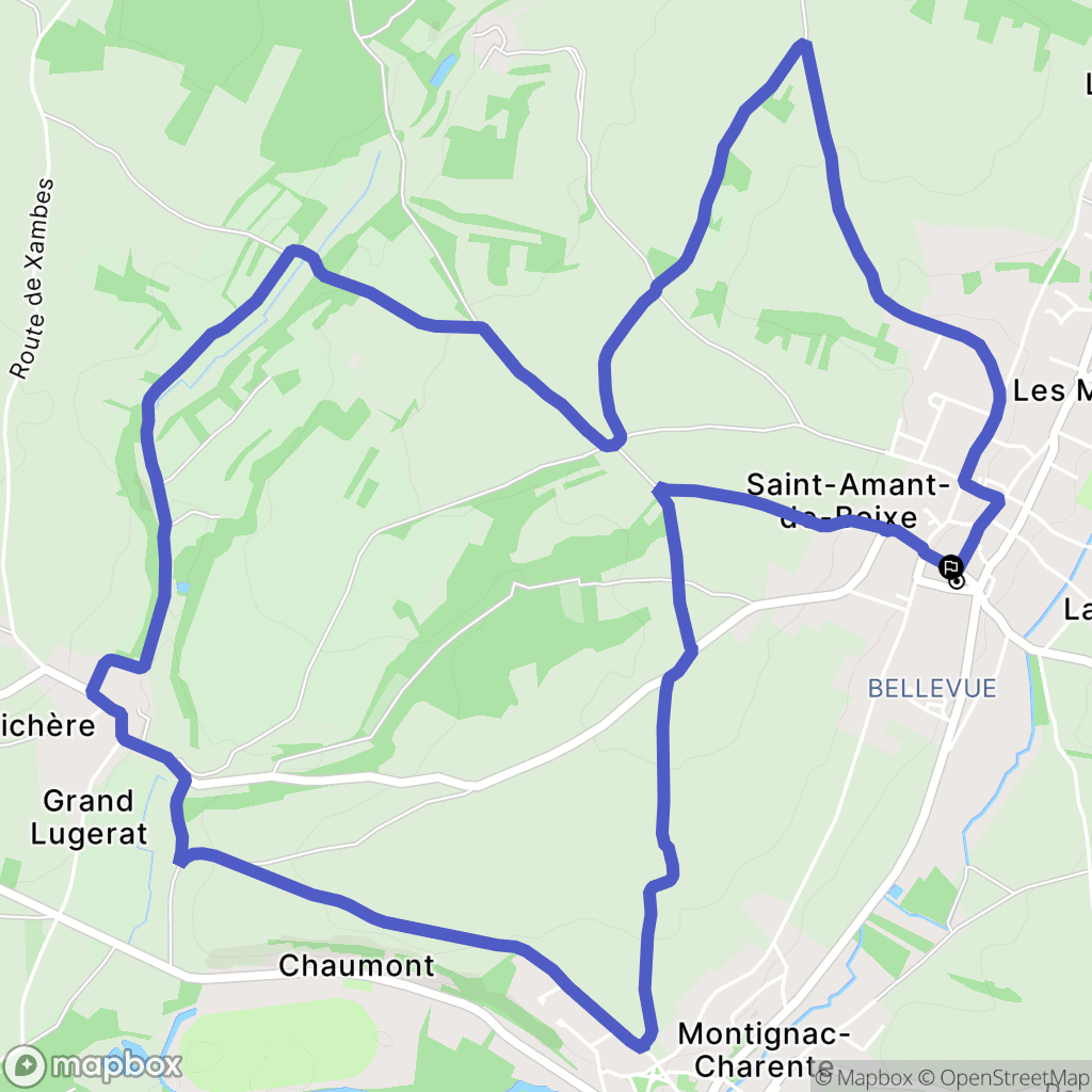 Saint-Amant-de-Boixe : carte du parcours de randonnée - France