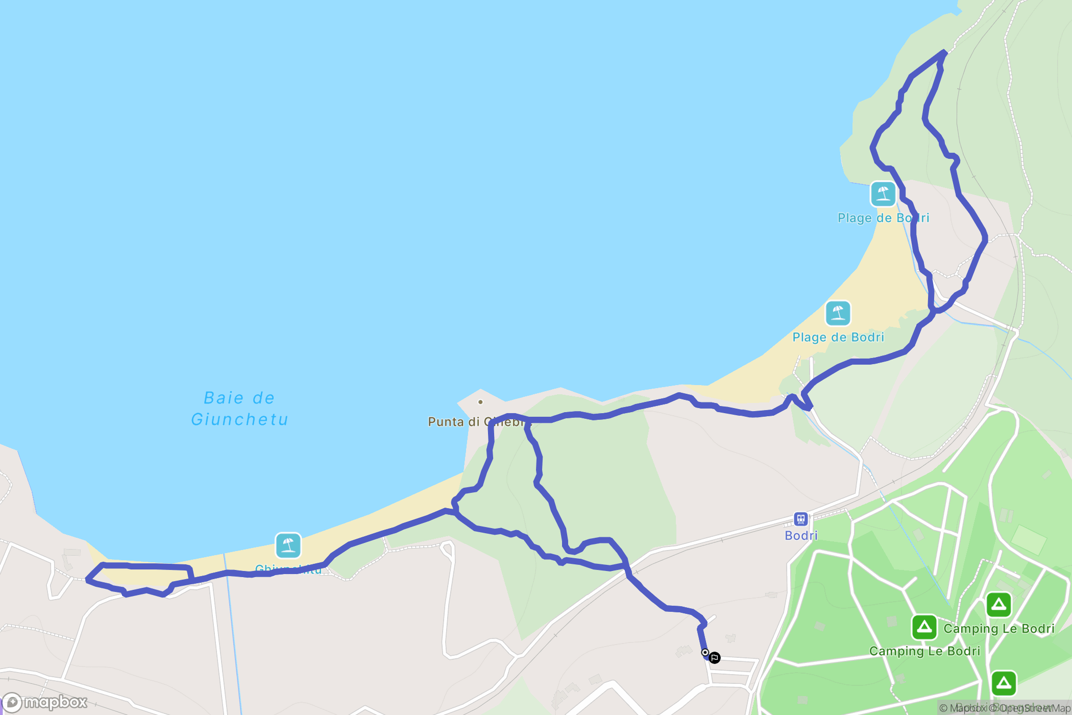 Corbara : carte du parcours de randonnée - France