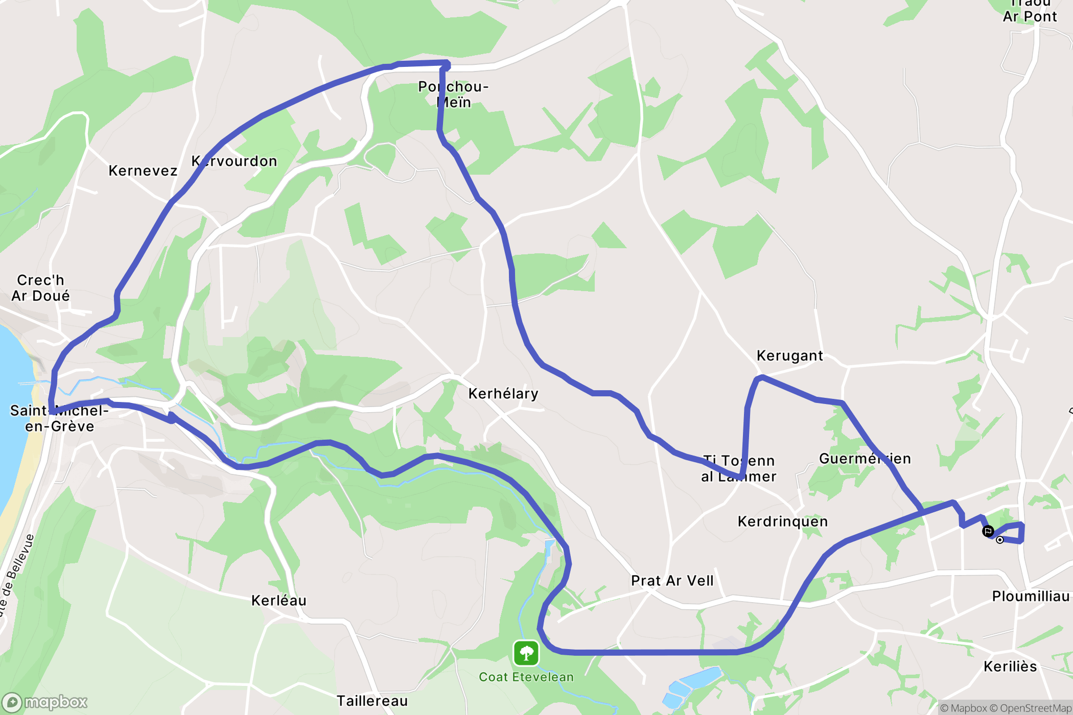 Ploumilliau : carte du parcours de randonnée - France