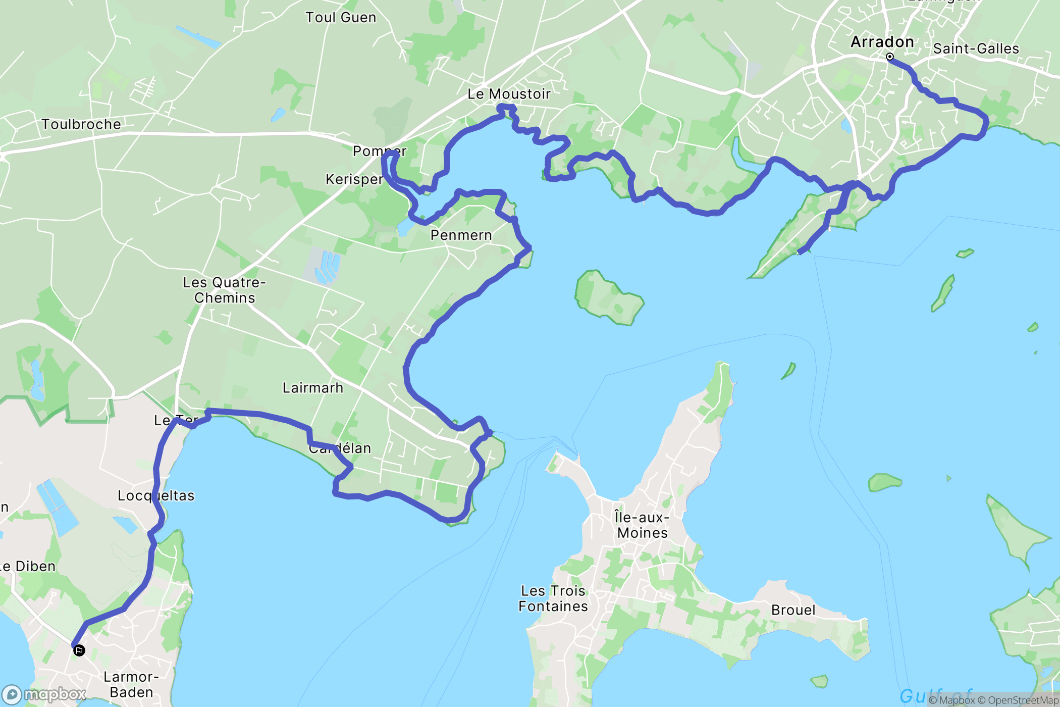 Arradon : carte du parcours de randonnée - France
