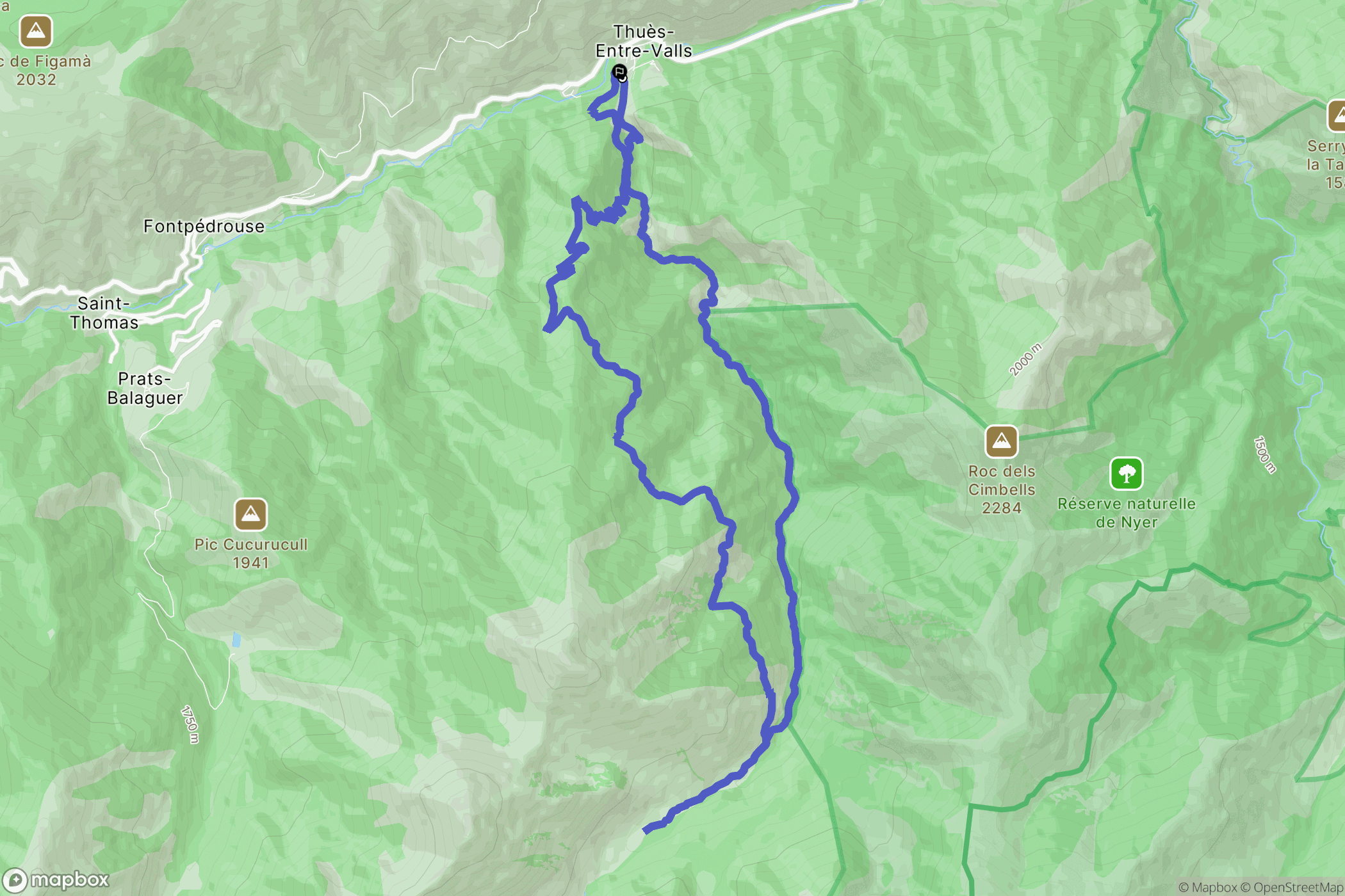 Thuès-Entre-Valls : carte du parcours de randonnée - France