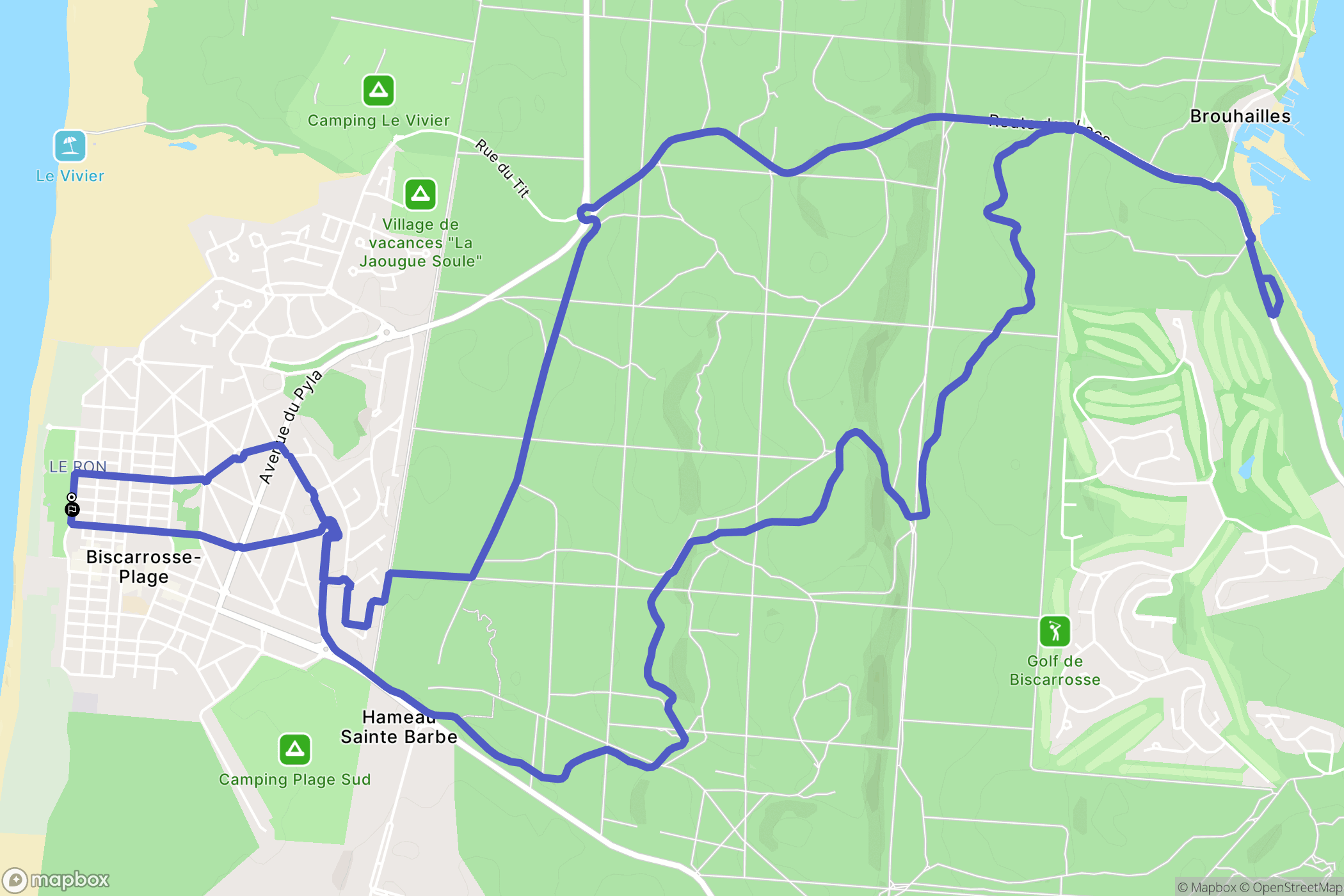 Biscarrosse : carte du parcours de randonnée - France