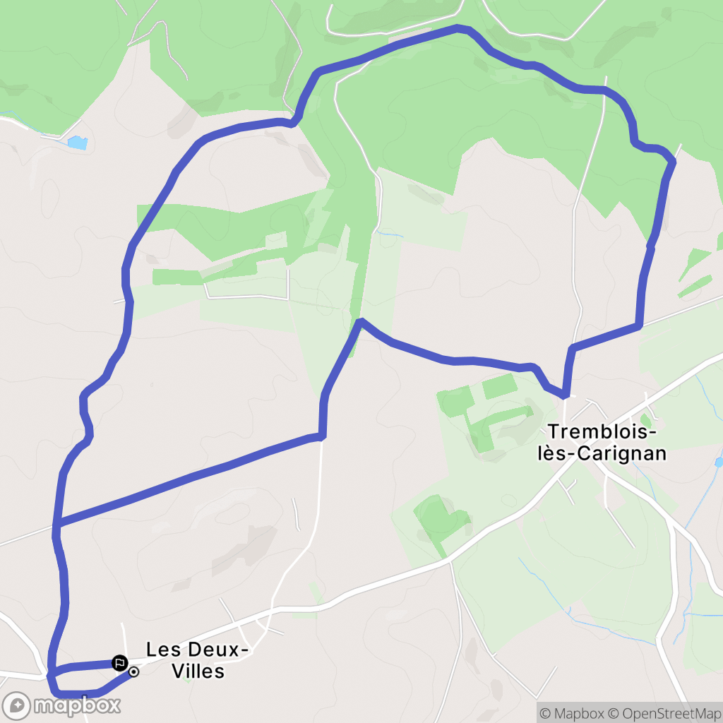 Les Deux-Villes : carte du parcours de randonnée - France