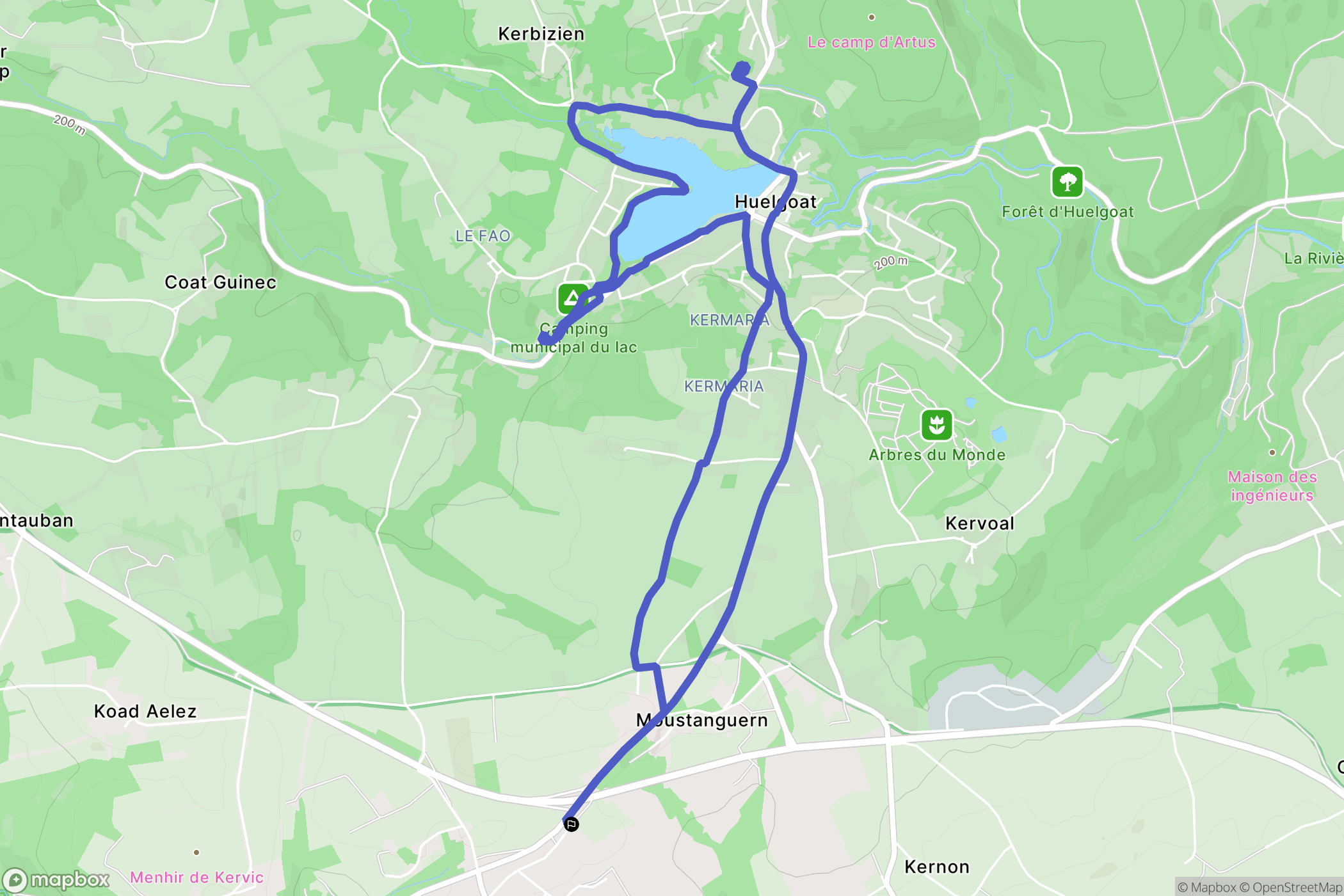 Plouyé : carte du parcours de randonnée - France