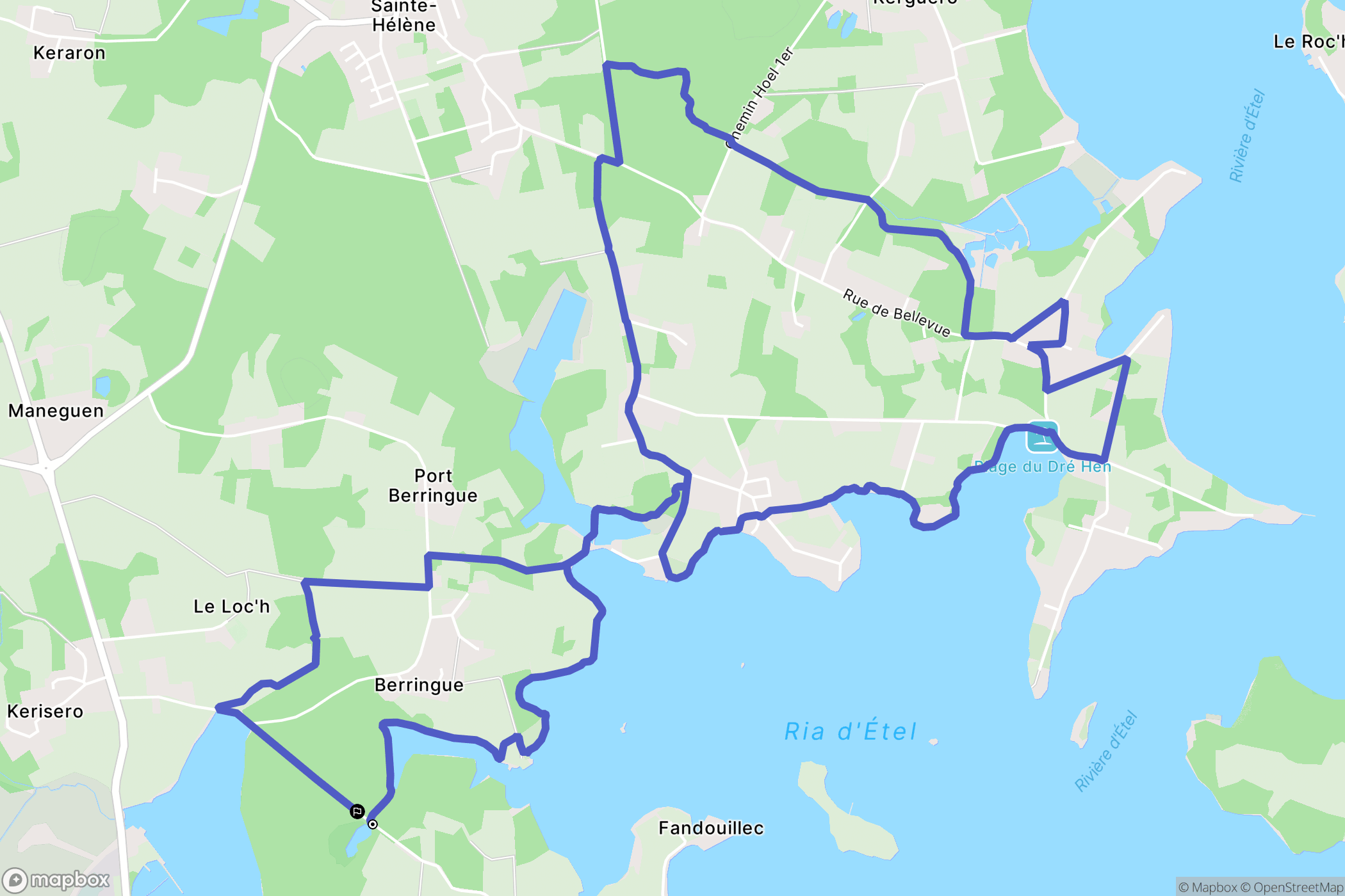 Plouhinec : carte du parcours de randonnée - France