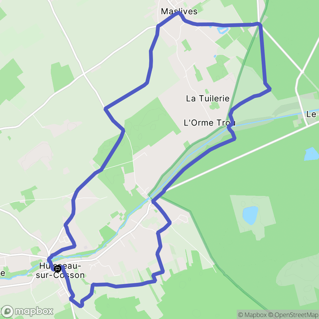 Huisseau-sur-Cosson : carte du parcours de randonnée - France
