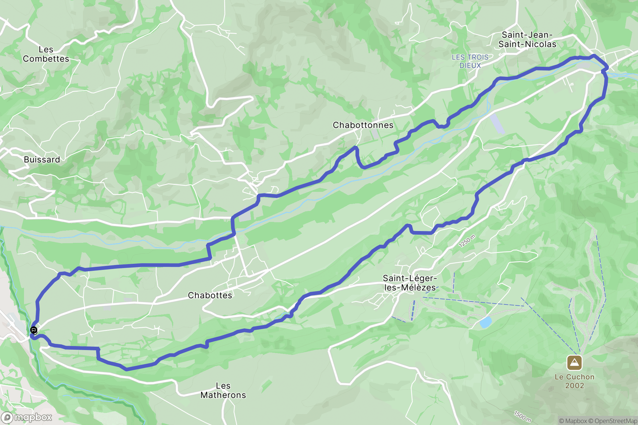 Chabottes : carte du parcours de randonnée - France