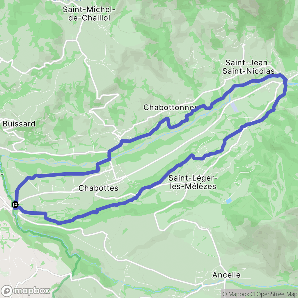 Chabottes : carte du parcours de randonnée - France