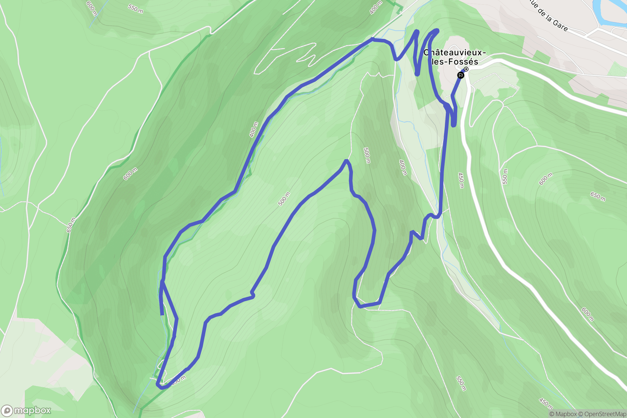 Châteauvieux-les-Fossés : carte du parcours de randonnée - France
