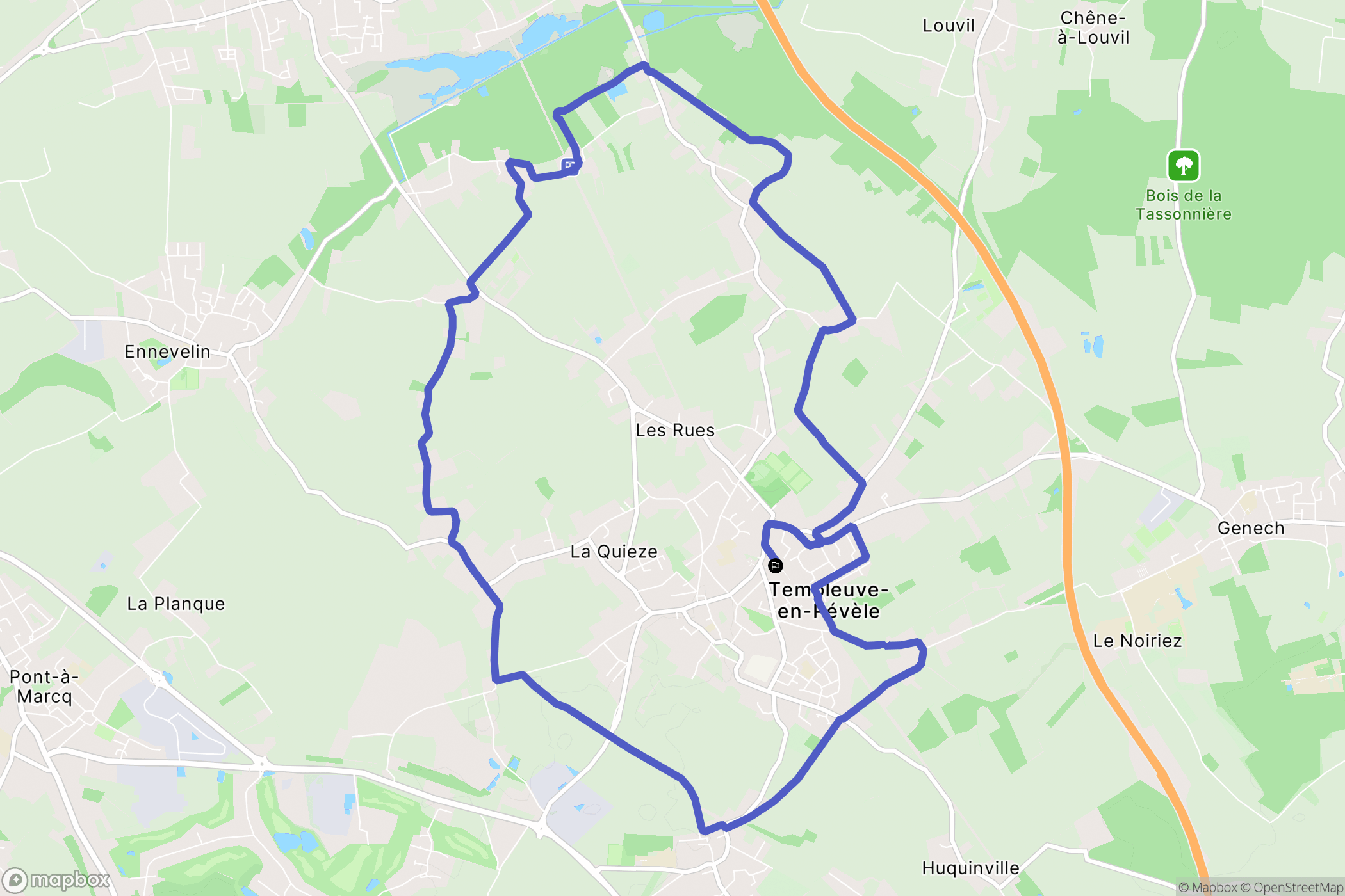 Templeuve : carte du parcours de randonnée - France