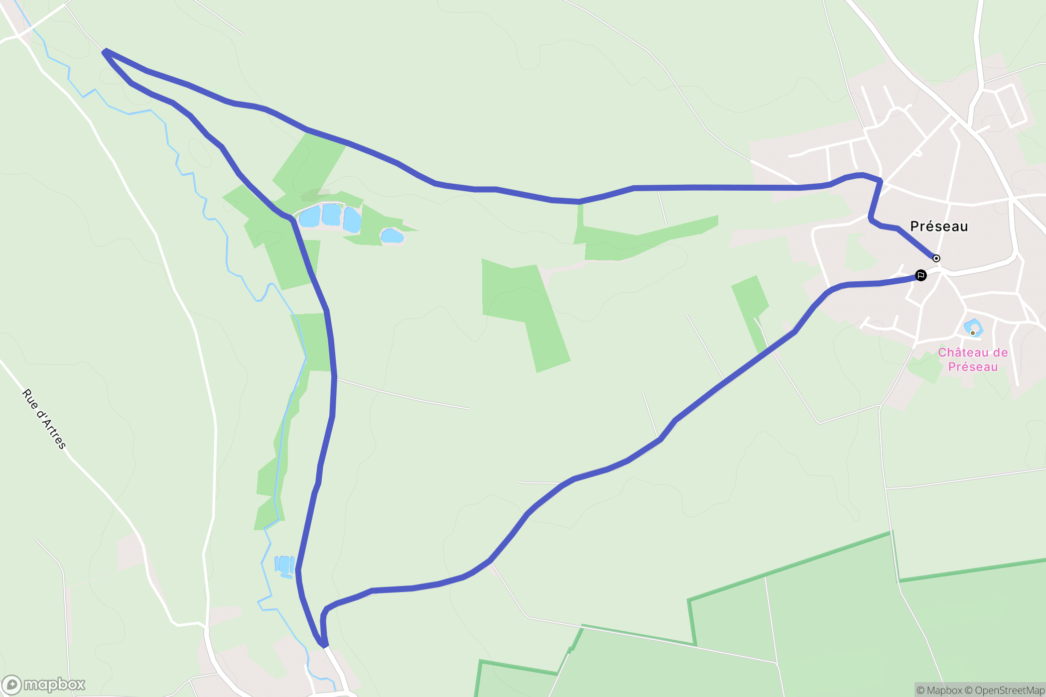 Préseau : carte du parcours de randonnée - France