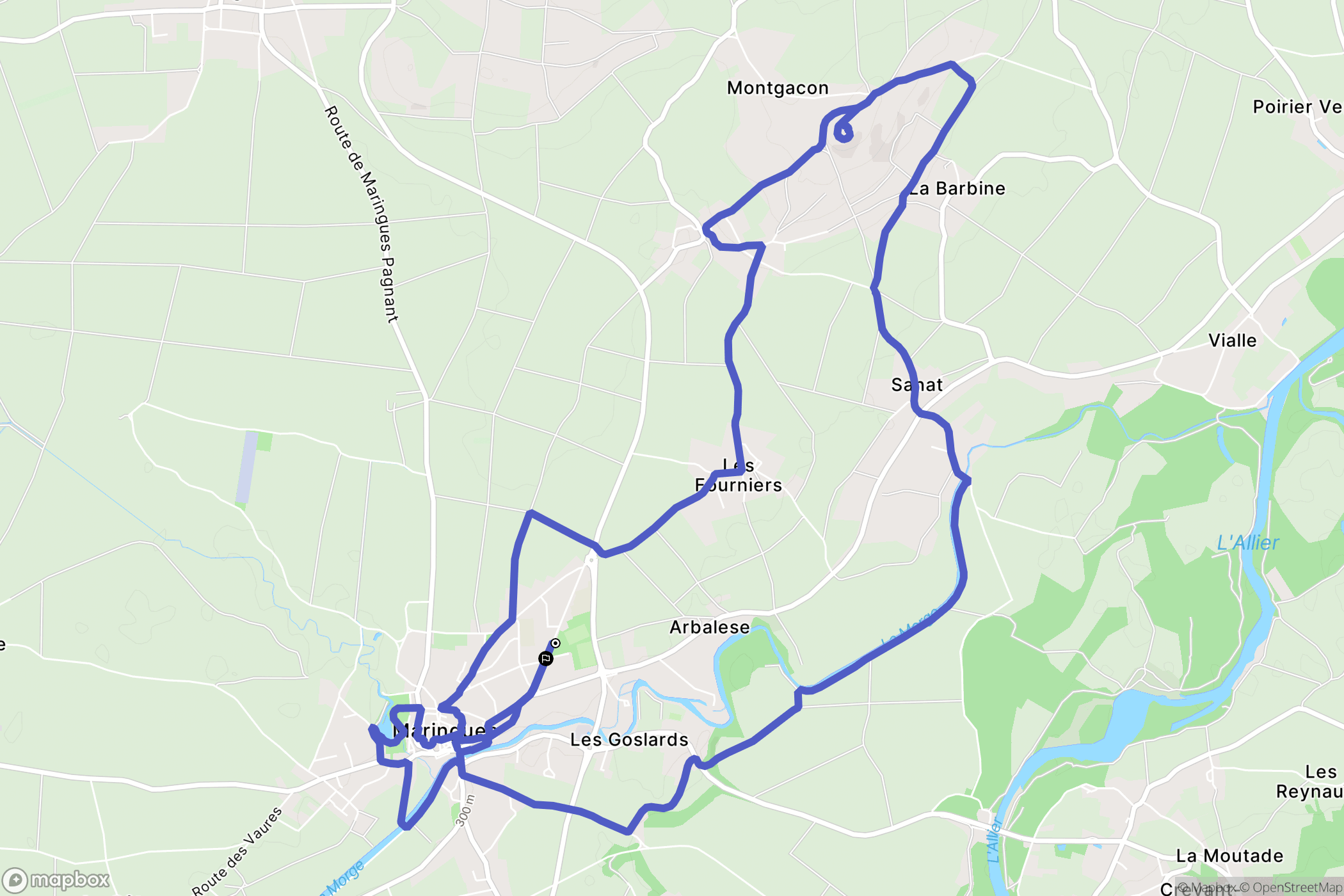 Maringues : carte du parcours de randonnée - France