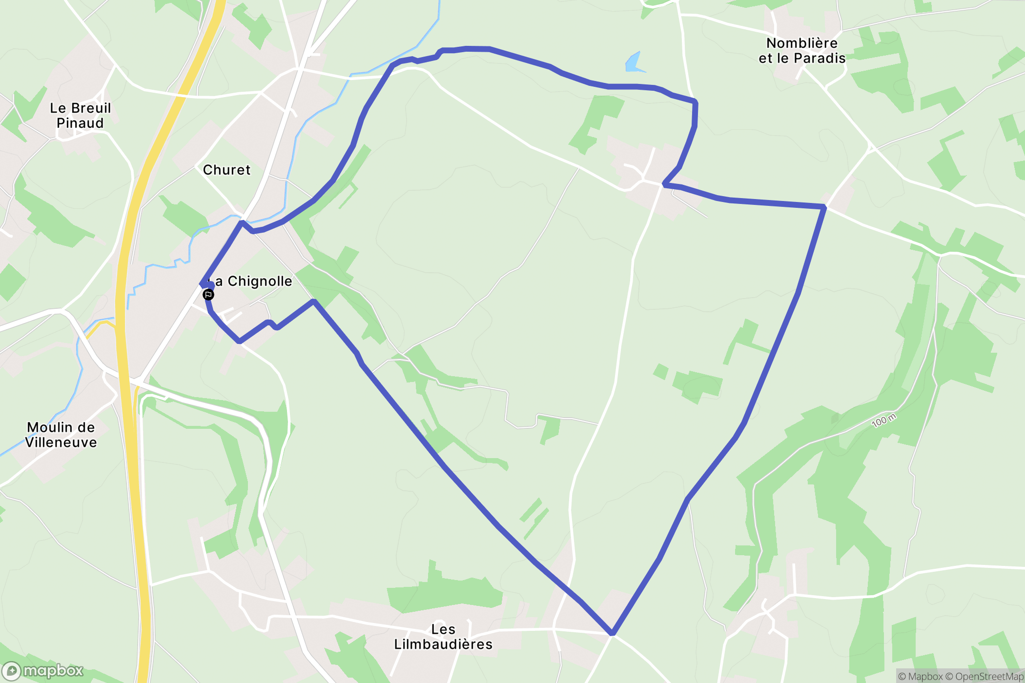 Champniers : carte du parcours de randonnée - France
