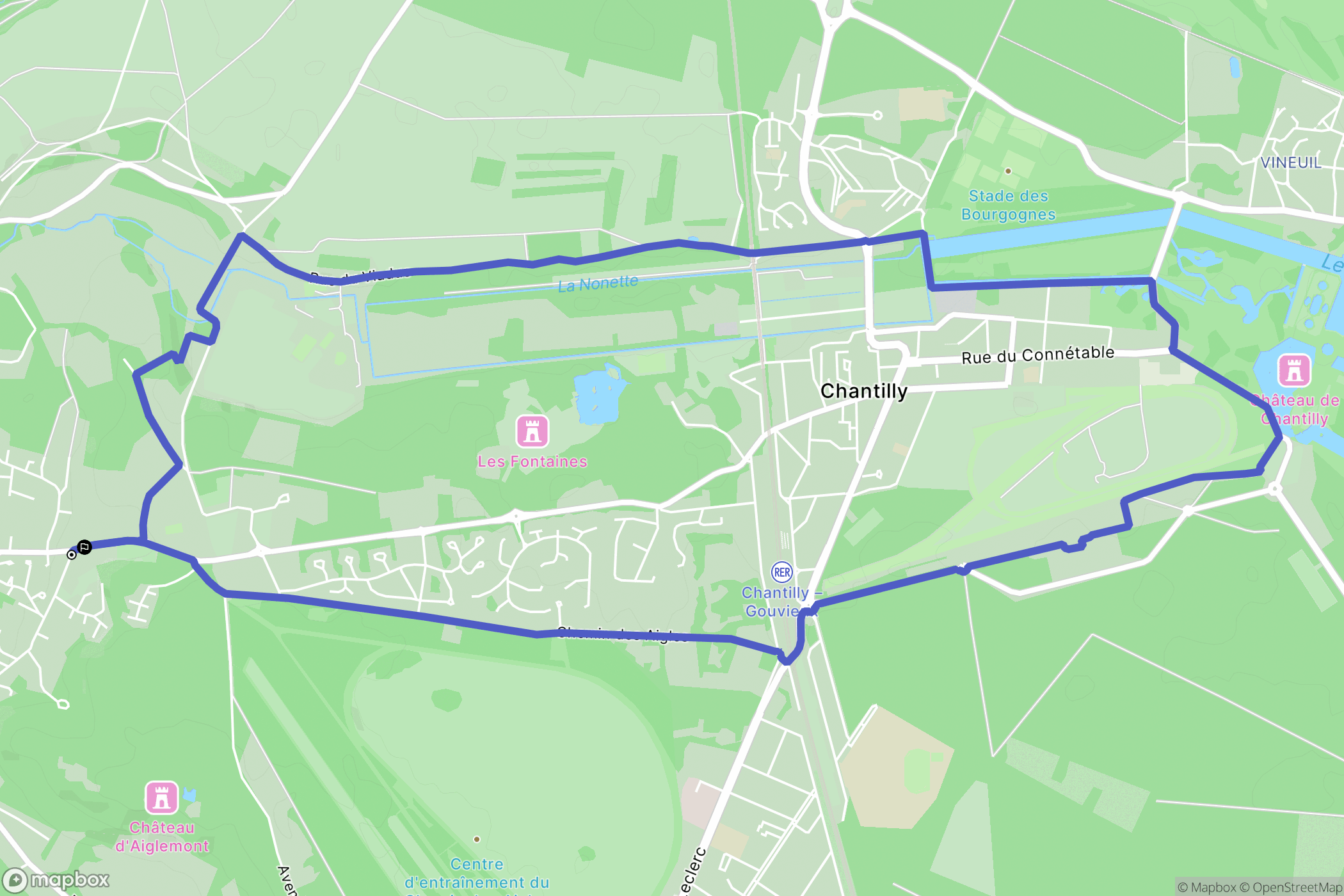 Gouvieux : carte du parcours de randonnée - France