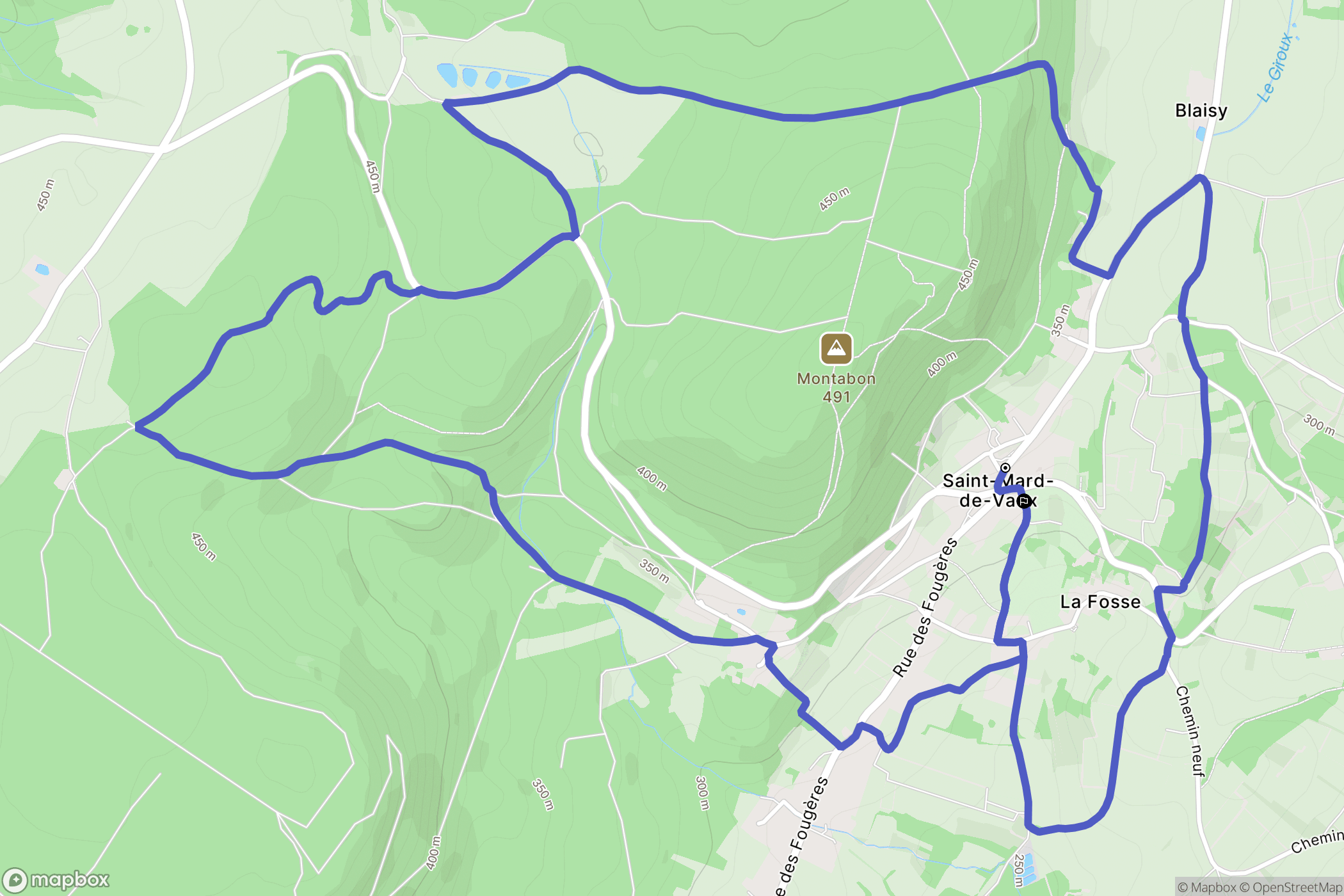 Saint-Mard-de-Vaux : carte du parcours de randonnée - France
