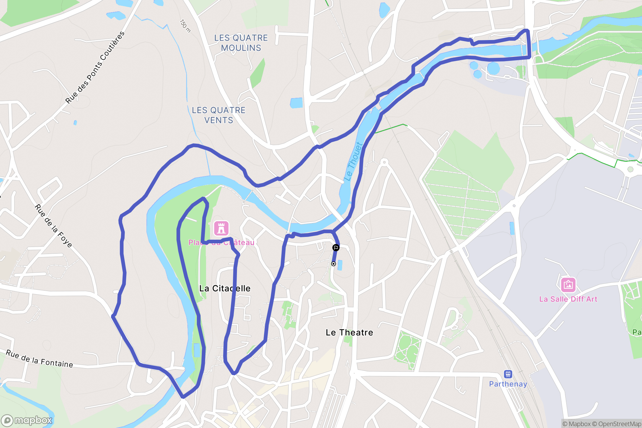Parthenay : carte du parcours de randonnée - France