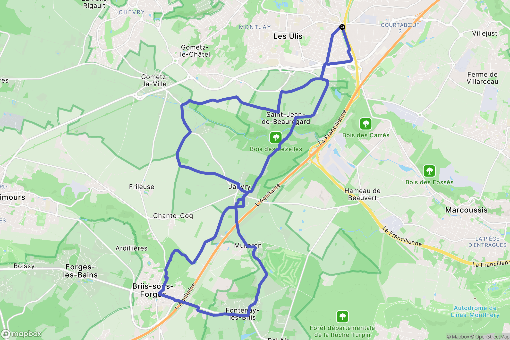Les Ulis : carte du parcours de randonnée - France