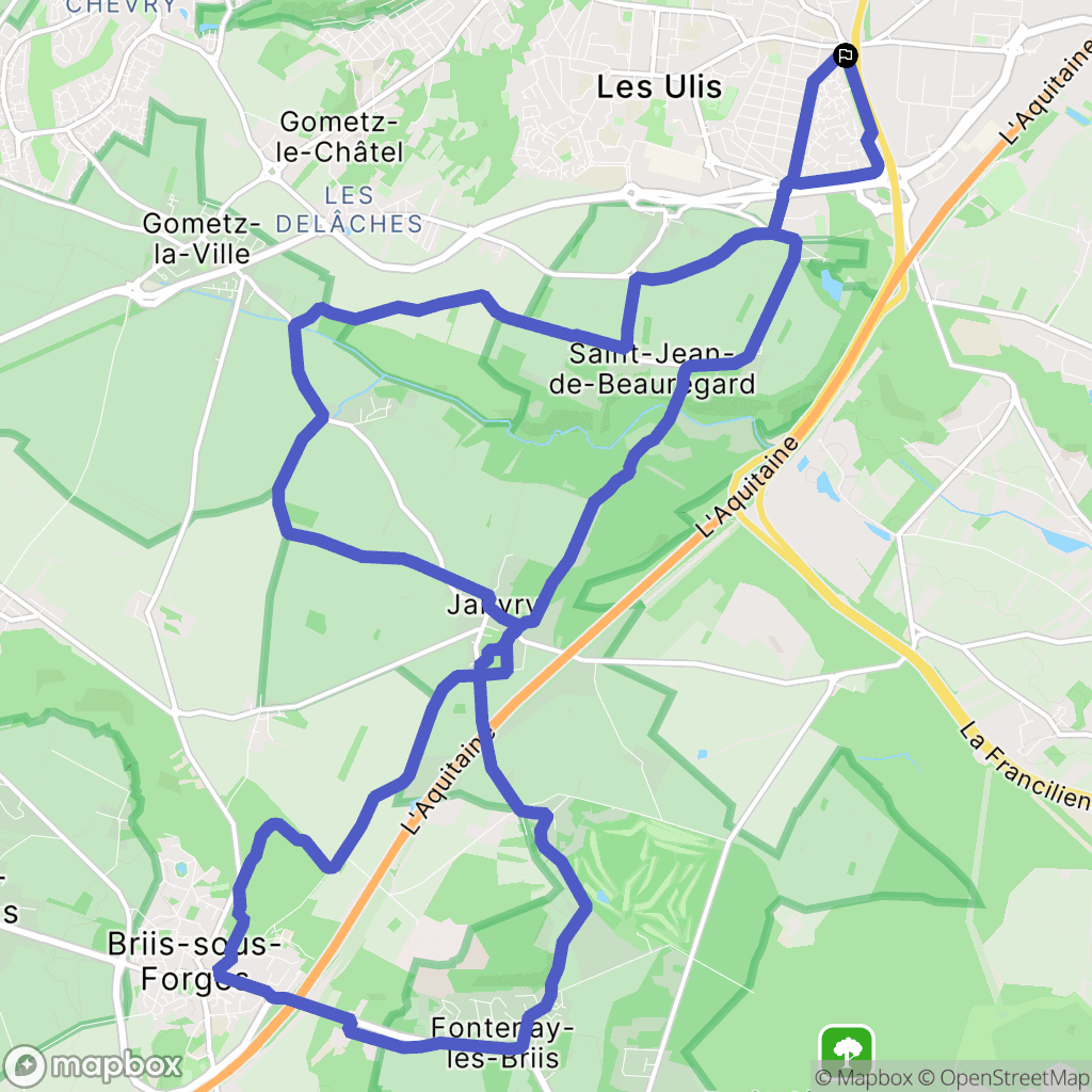 Les Ulis : carte du parcours de randonnée - France