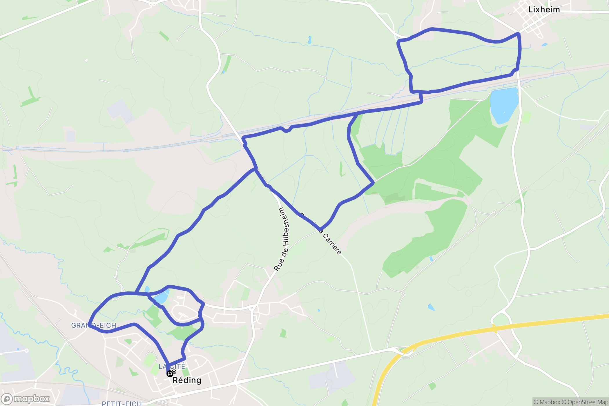 Réding : carte du parcours de randonnée - France