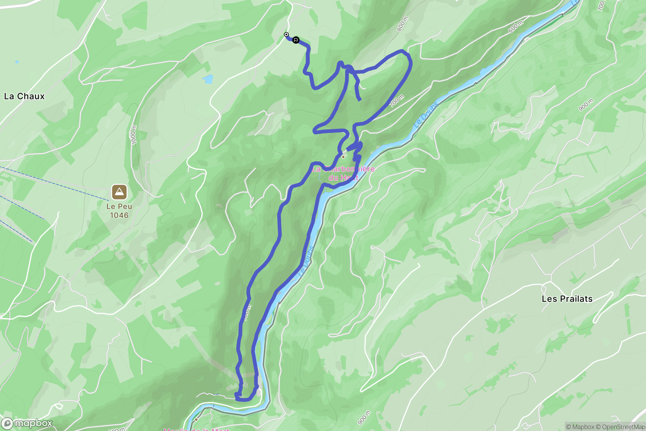 Charquemont : carte du parcours de randonnée - France