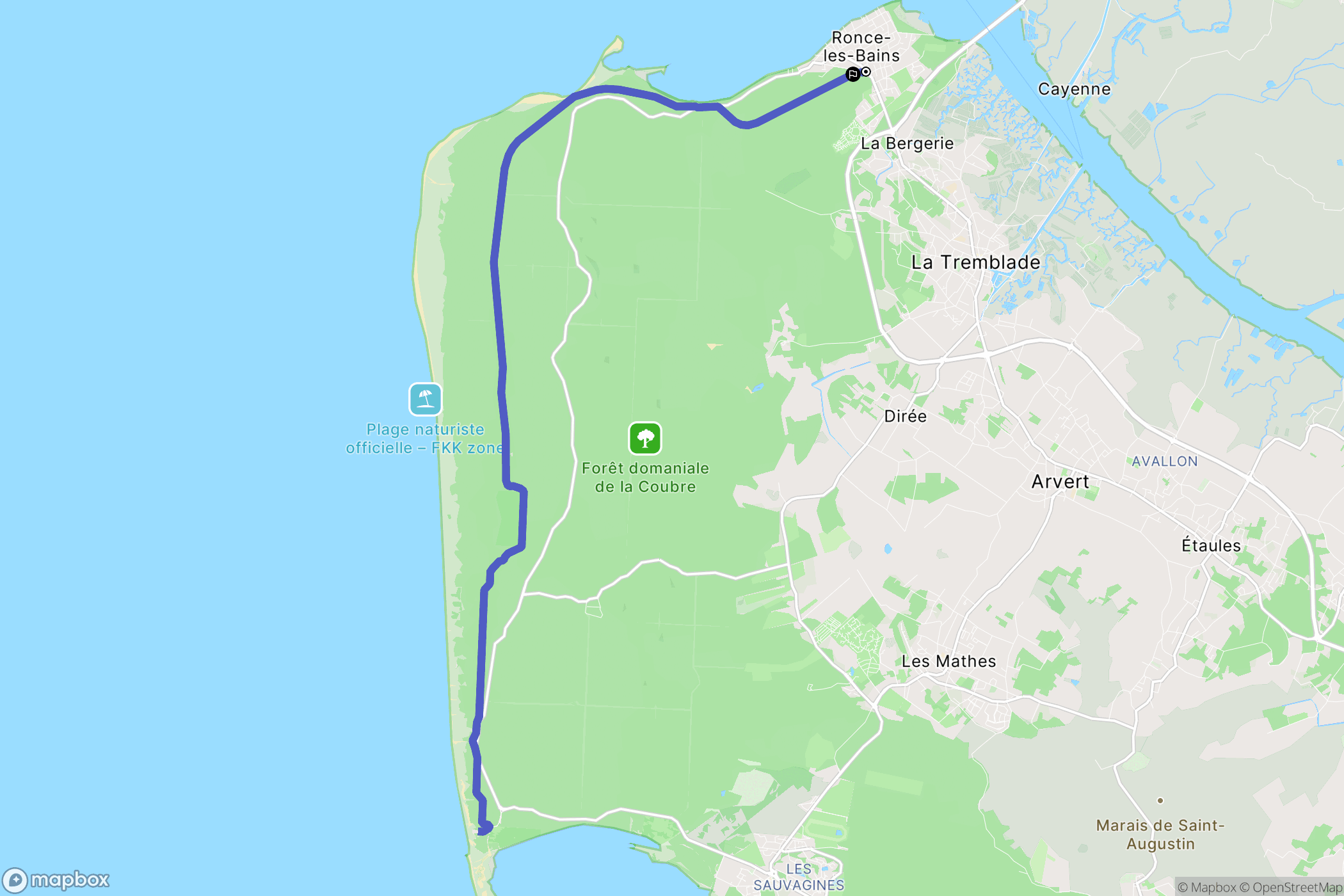La Tremblade : carte du parcours de randonnée - France