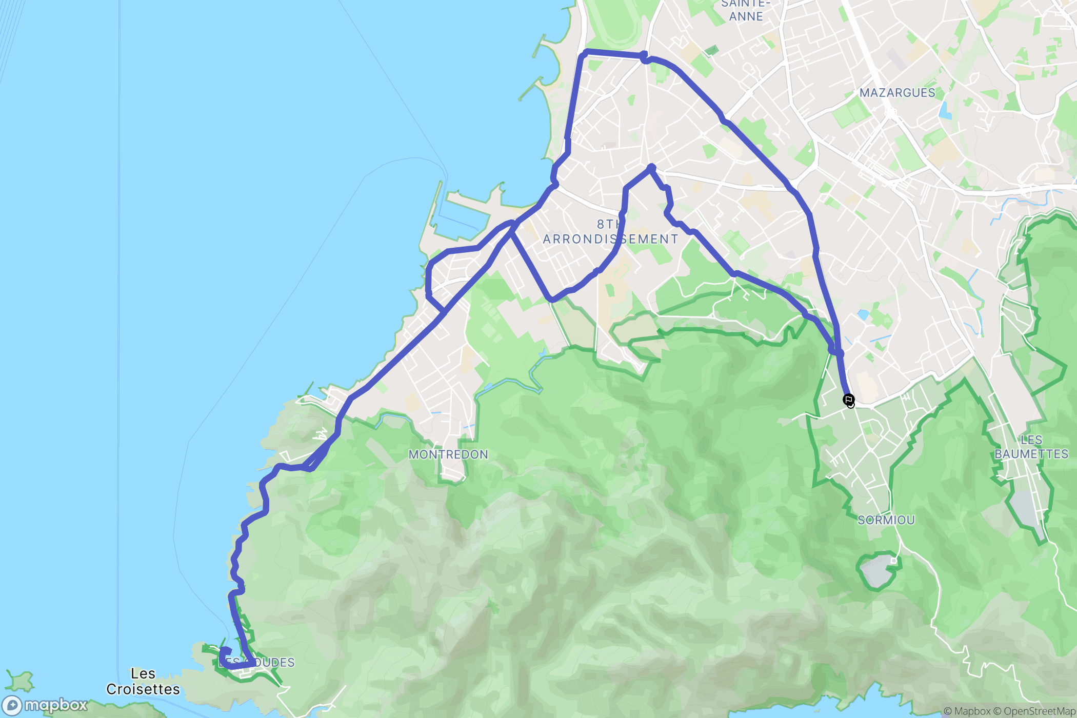 Marseille : carte du parcours de randonnée - France