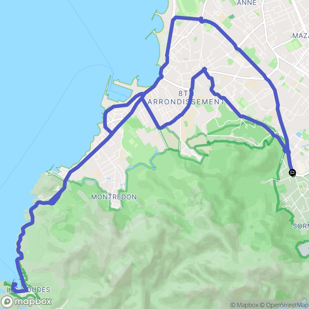 Marseille : carte du parcours de randonnée - France